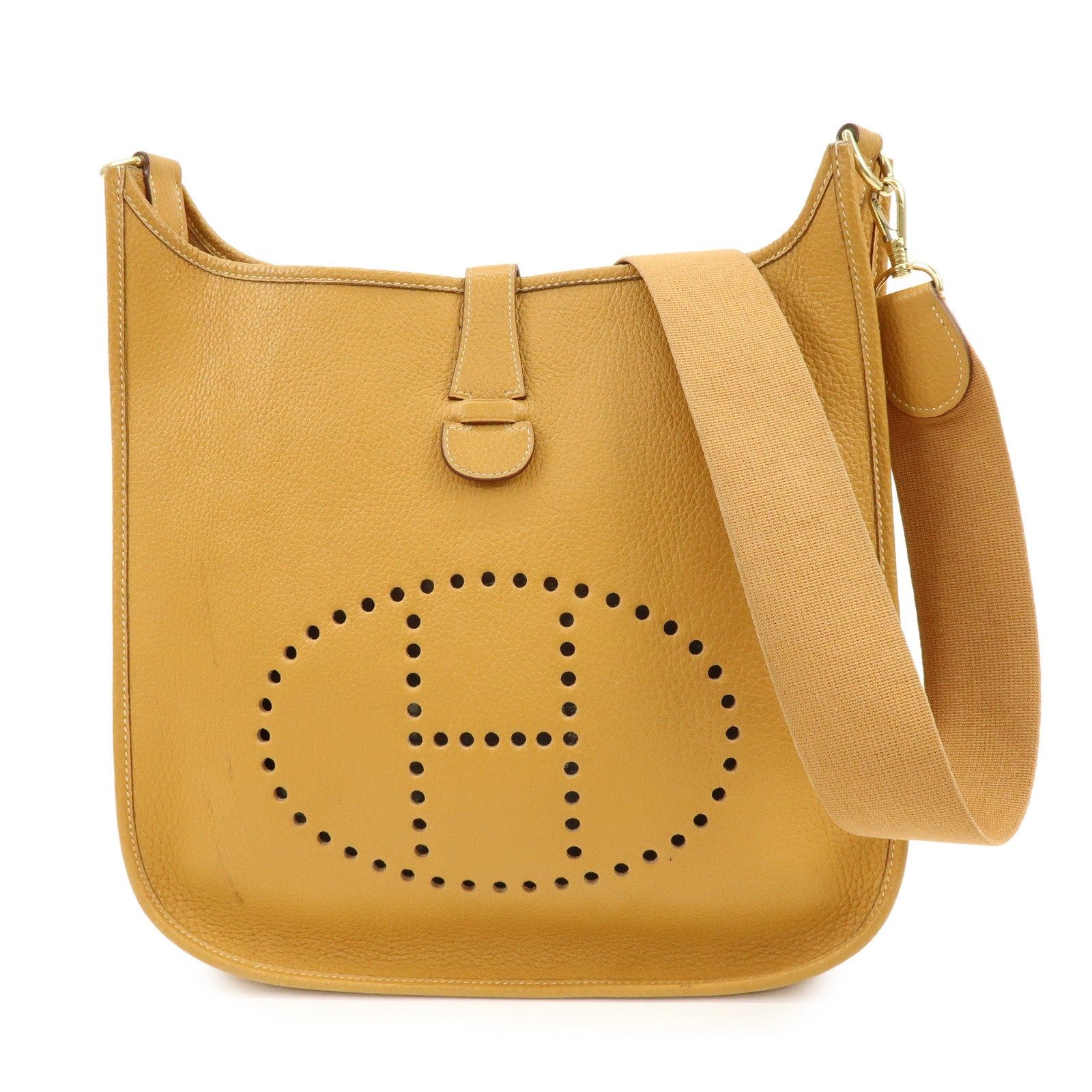 HERMES Evelyne 1GM Taurillon Clemence Shoulder Bag ◯Y Stamped Brown