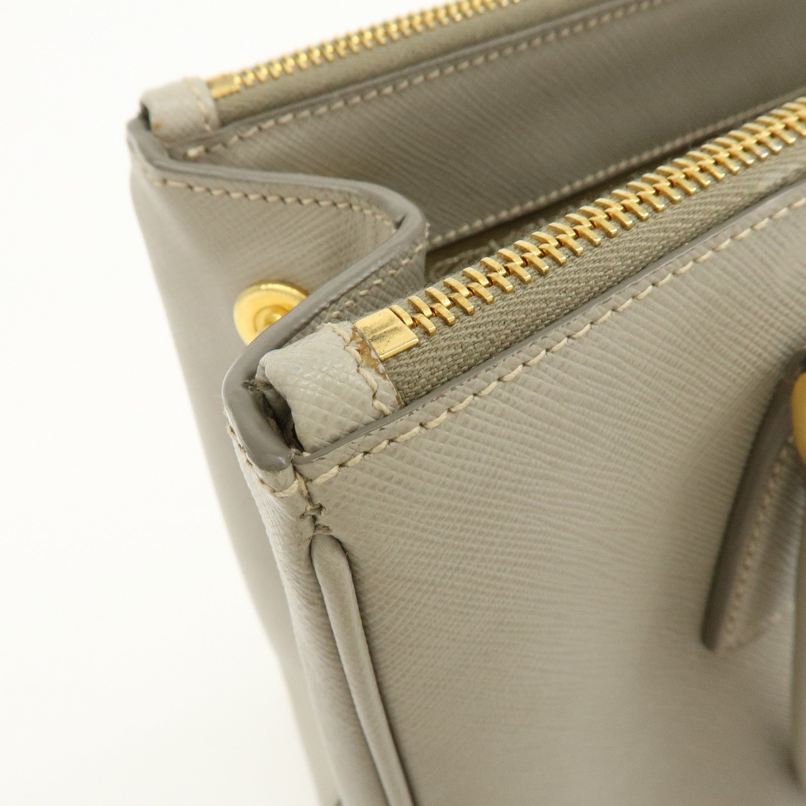 PRADA Triangle Logo Galleria 2Way Bag Shoulder Bag Gray BN2863