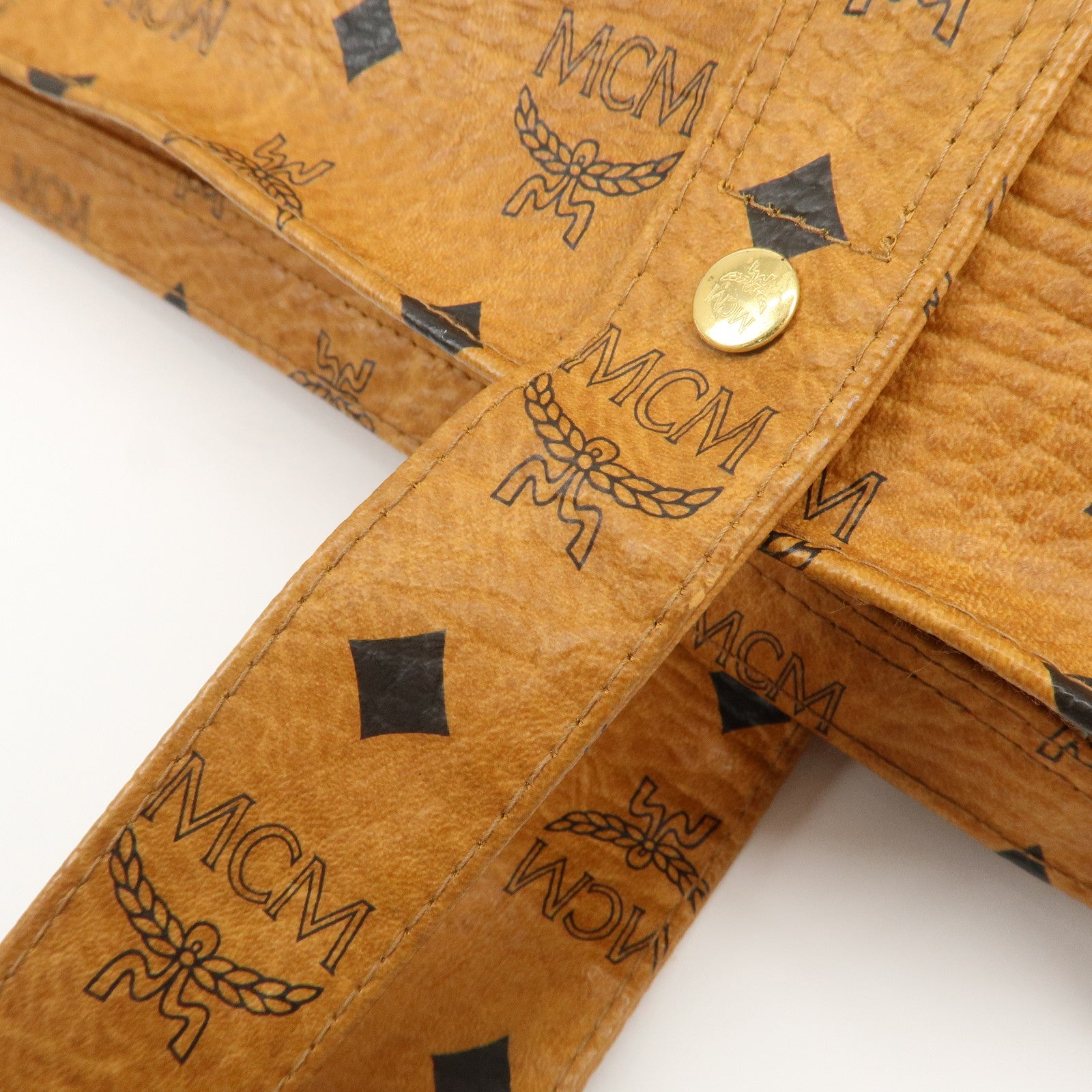 MCM Visetos Leather Shoulder Bag Tote Bag Brown