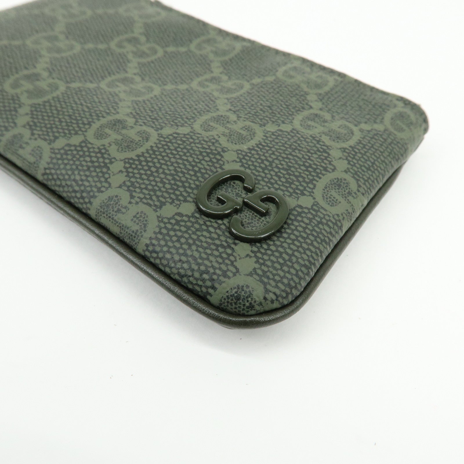 GUCCI Trim GG Supreme PVC Coin Case Card Case Khaki