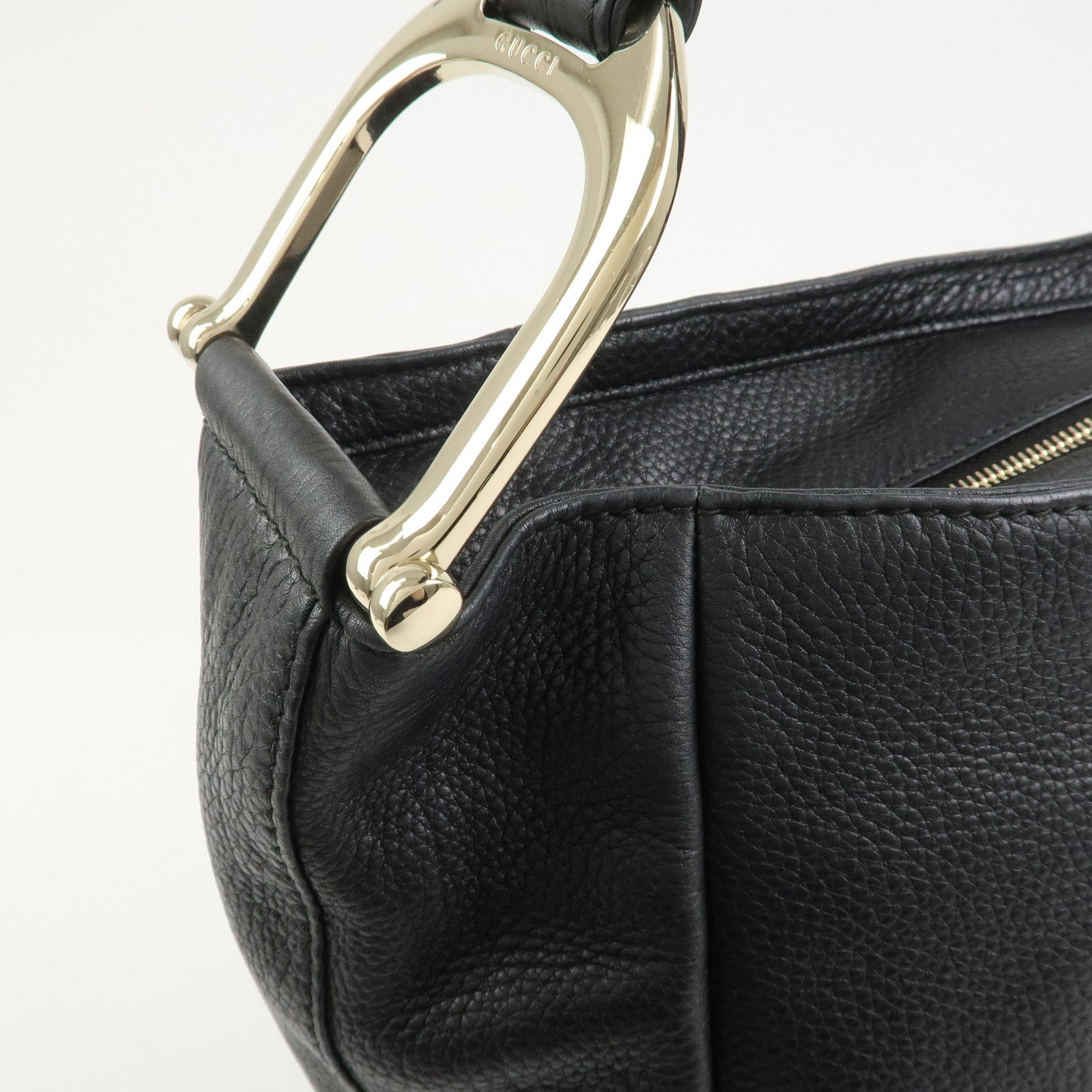 GUCCI Greenwich Logo Leather Shoulder Bag Hand Bag Black 257050