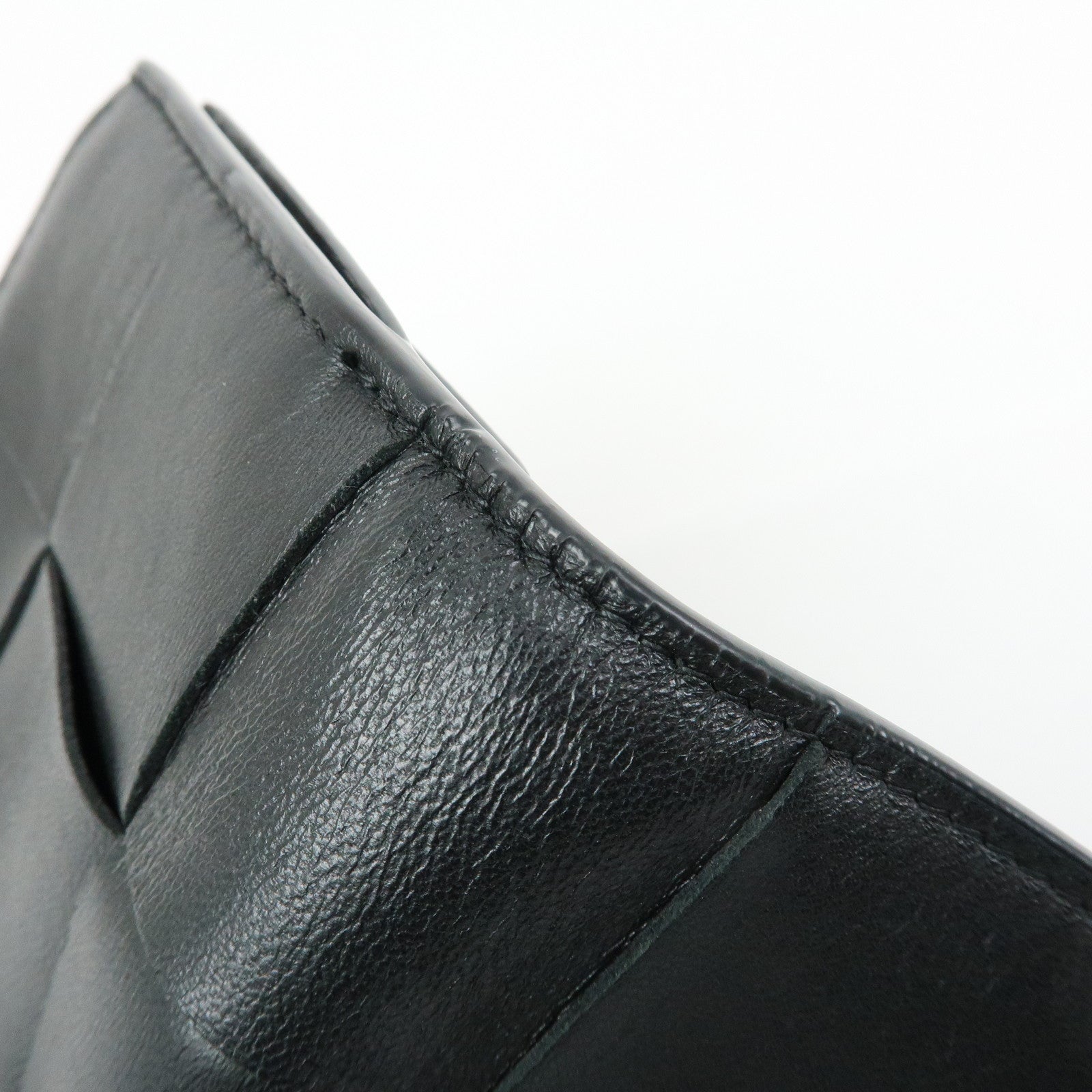 BOTTEGA VENETA Cassette Leather Small Bi-fold Comact Wallet Black