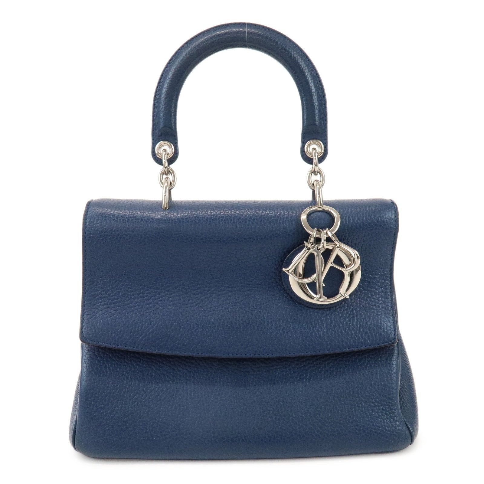 Christian Dior 2Way Leather Hand Bag Top Handle Bag Blue