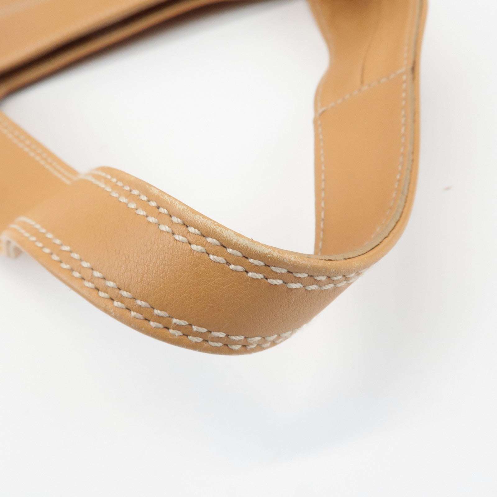 Ferragamo Gancini Leather Shoulder Bag Light Brown Silver HDW Used