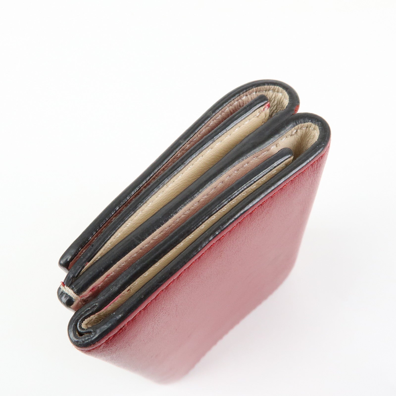 FENDI Peekaboo Leather Compact Trifold Wallet Red 8M0445