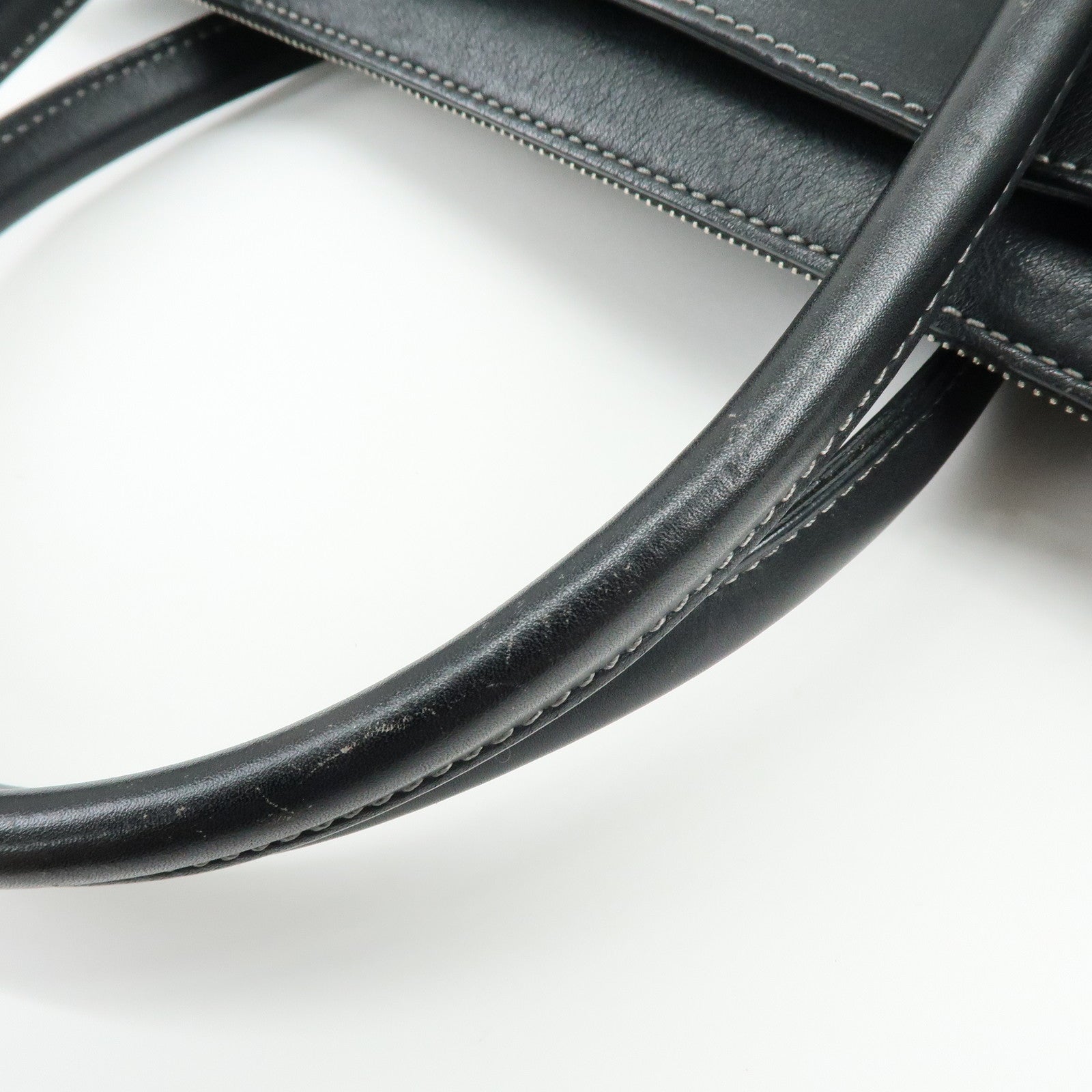 TOD'S Leather Stitch 2Way Bag Tote Bag Hand Bag Black