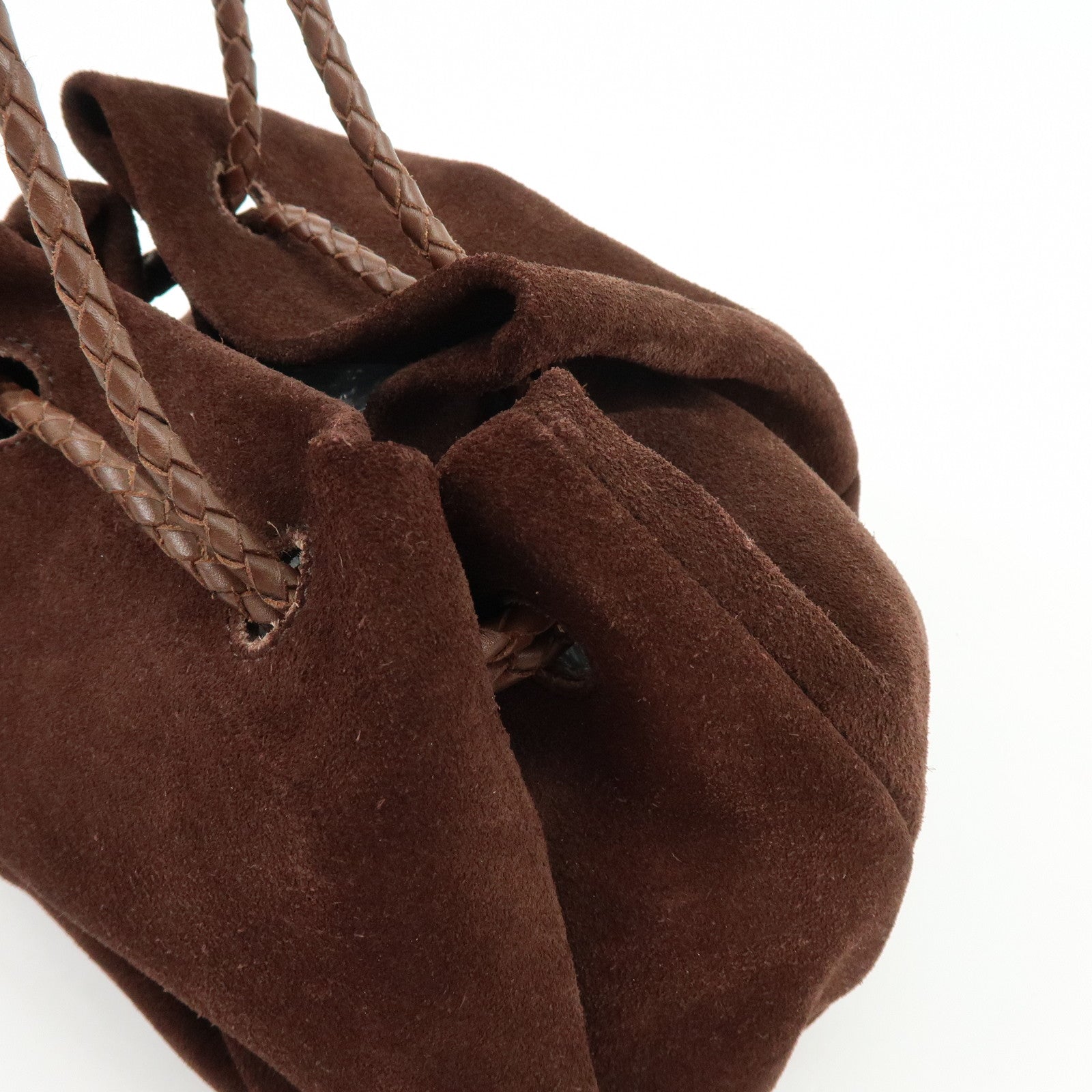 BOTTEGA VENETA Suede Leather Drawstring Shoulder Bag Brown