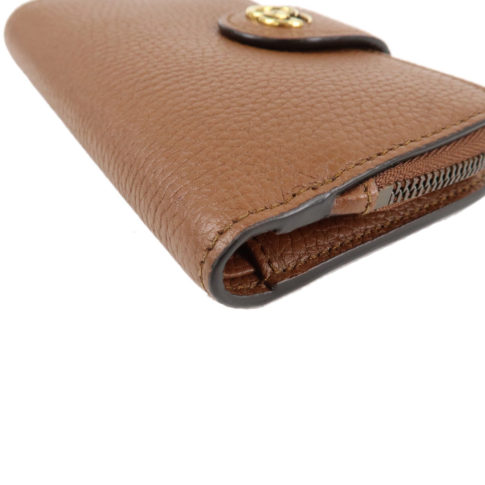 GUCCI GG Marmont Bamboo Leather Bi-Fold Wallet Brown 739498 Used