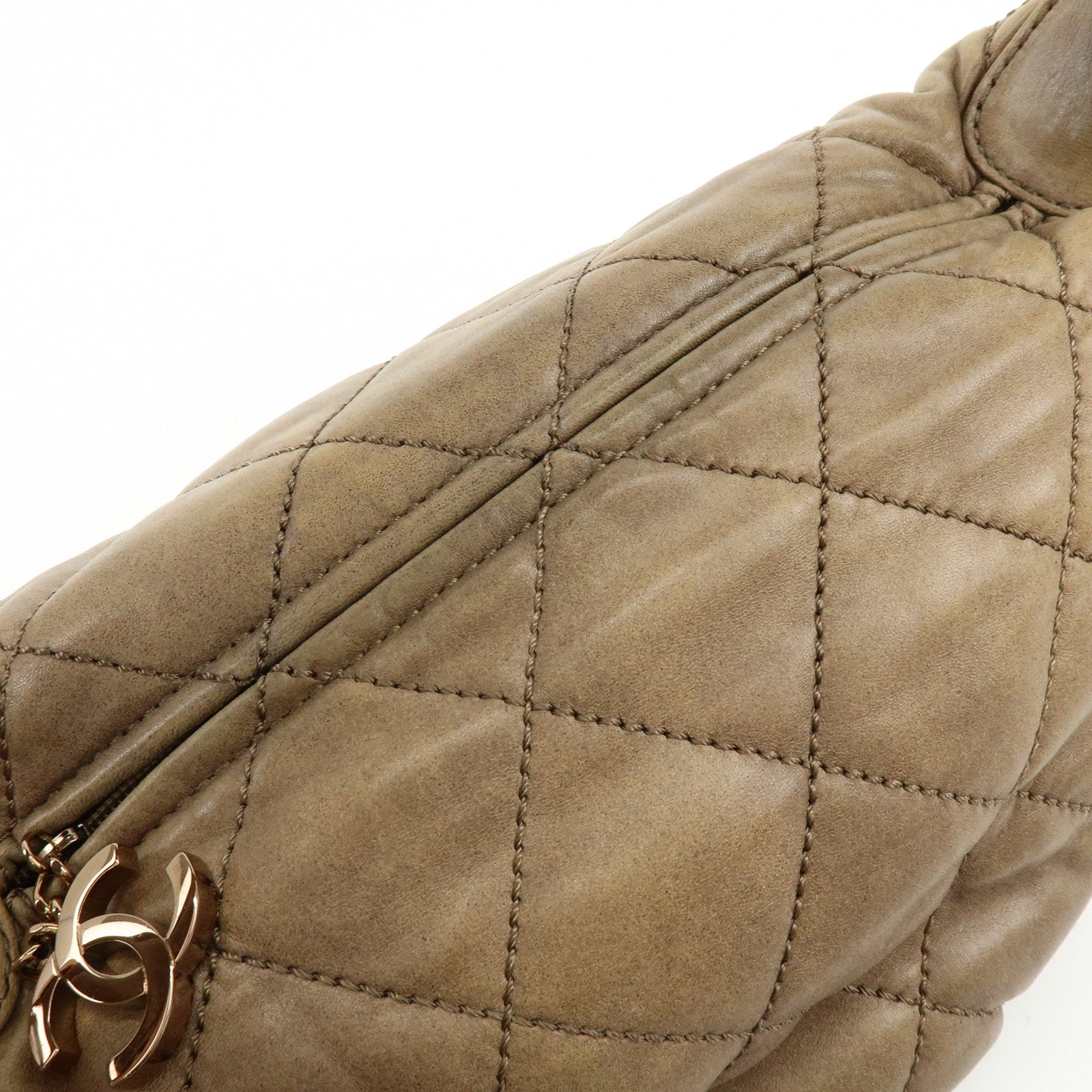 CHANEL Wild Stitch Lamb Skin Shoulder Bag Brown