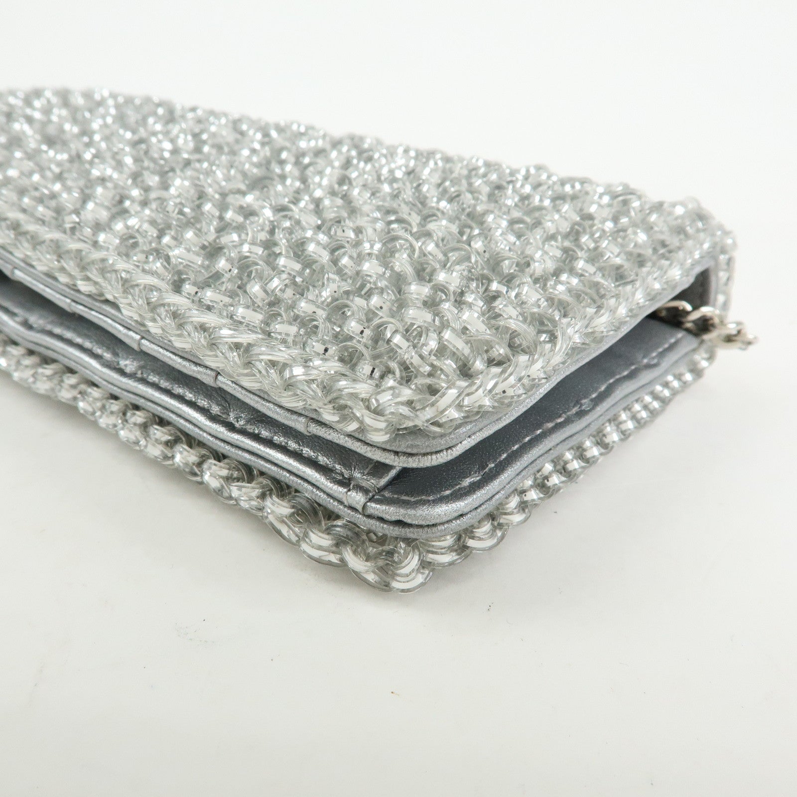 ANTEPRIMA PVC Wire Chain Pearl Hand Bag Long Wallet Silver
