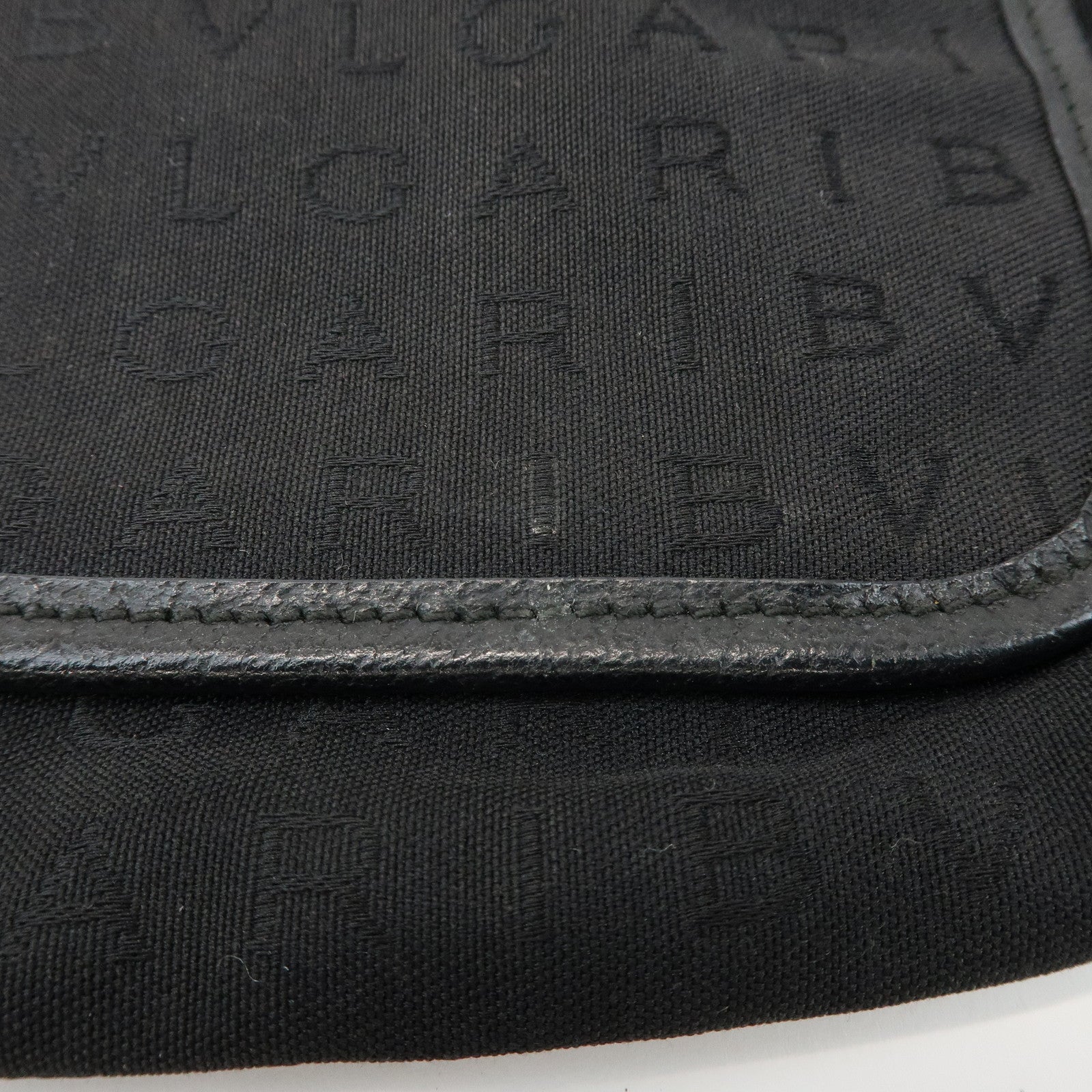 BVLGARI Logo Mania Canvas Leather Body Bag Waist Bag Black