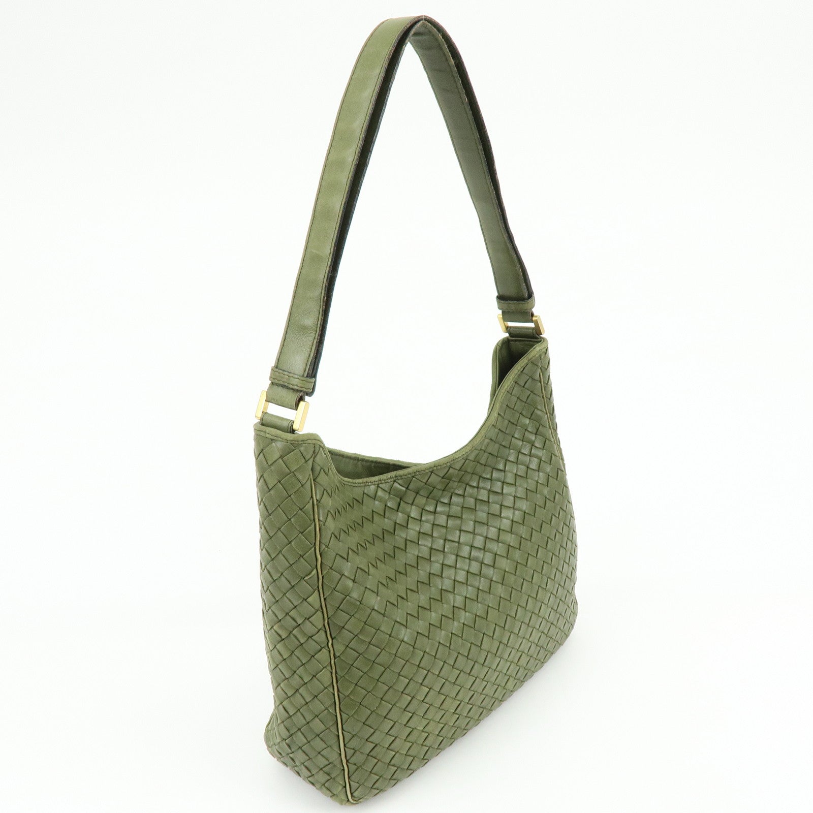 BOTTEGA VENETA Intrecciato Leather Shoulder Bag Crossbody Bag Green