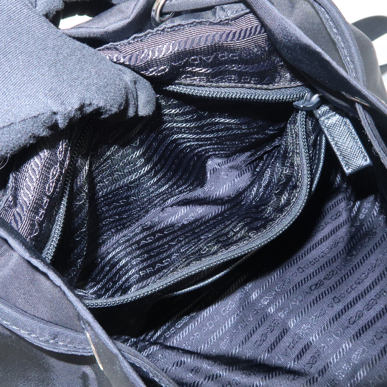 PRADA Triangle Logo Nylon Leather Backpack Rucksack Black 1BZ032