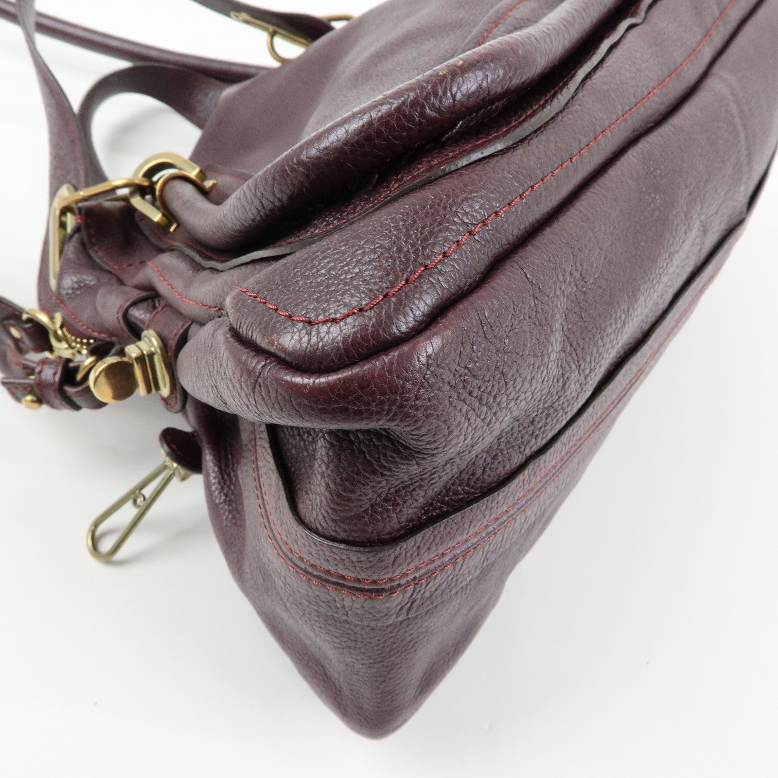 Chloe Paraty Leather 2Way Bag Shoulder Bag Hand Bag Purple