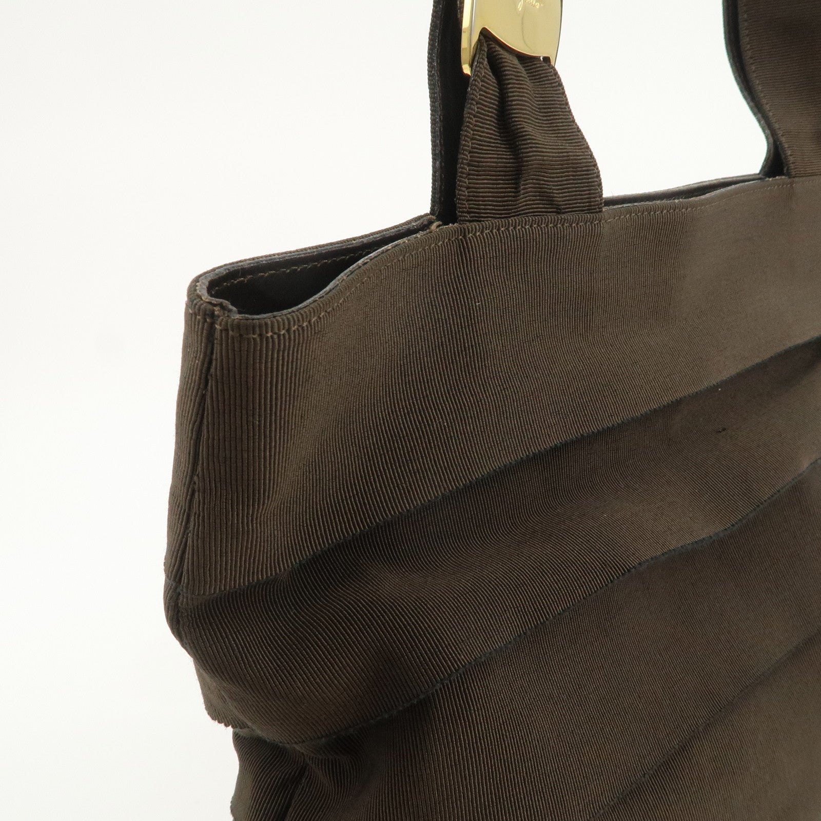 Ferragamo Vara Logo Canvas Tote Bag Shoulder Bag Brown