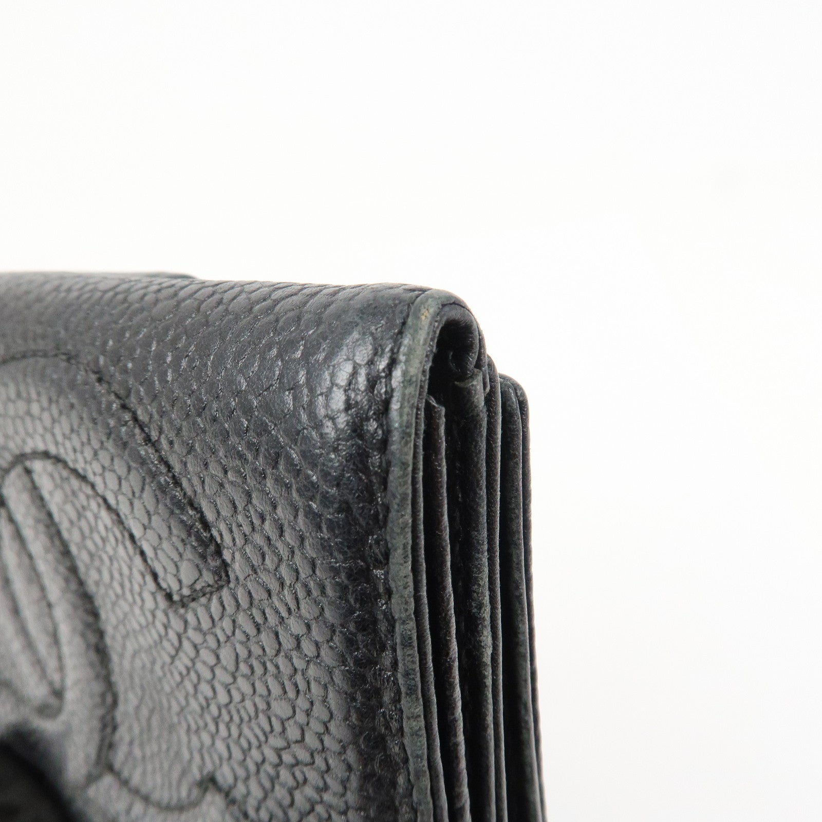 CHANEL COCO Mark W Hook Bi-fold Compact Wallet Black A01427