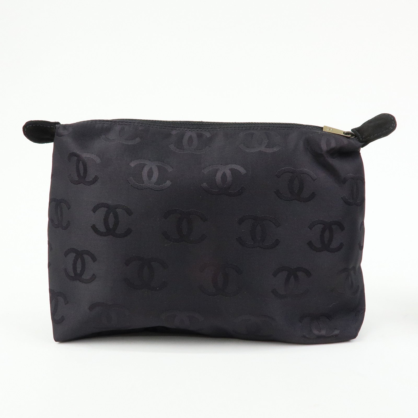 CHANEL COCO Mark Wild Stitch Suede Lamb Skin Tote Bag Black