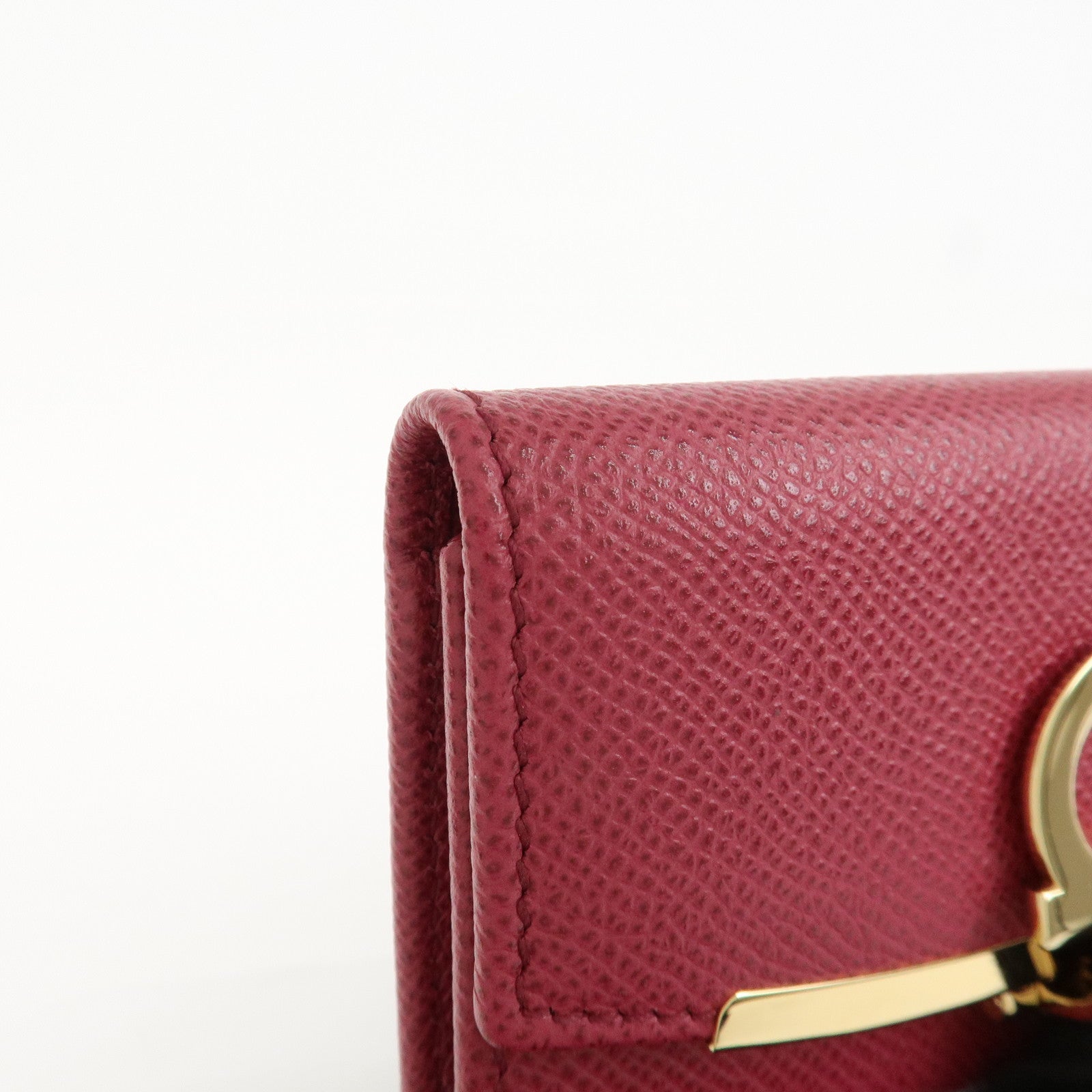 Ferragamo Gancini Leather 6 Ring Key Chain Key Case Red Gold