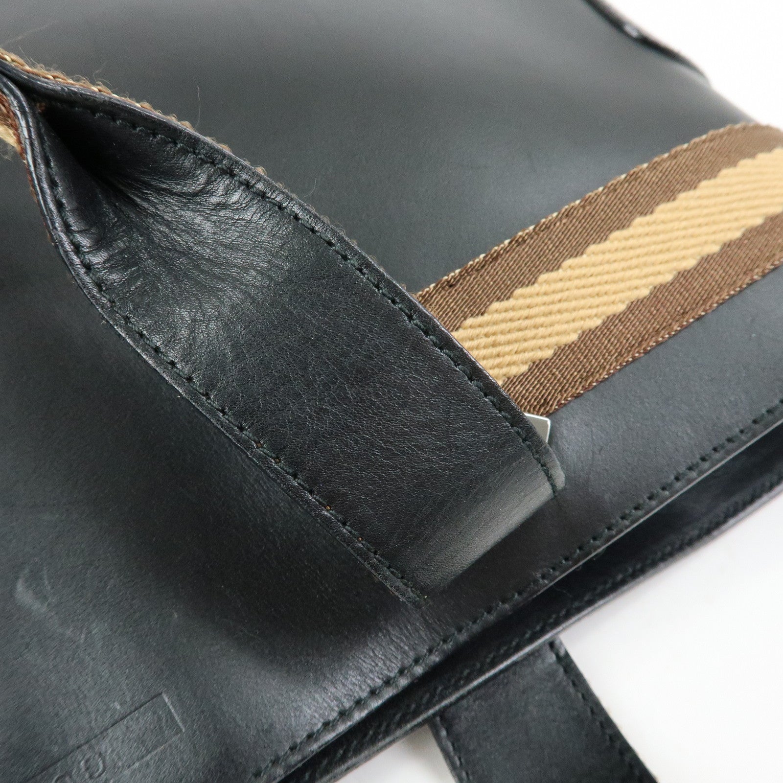 GUCCI Sherry Leather Tote Bag Hand Bag Black 002・1134