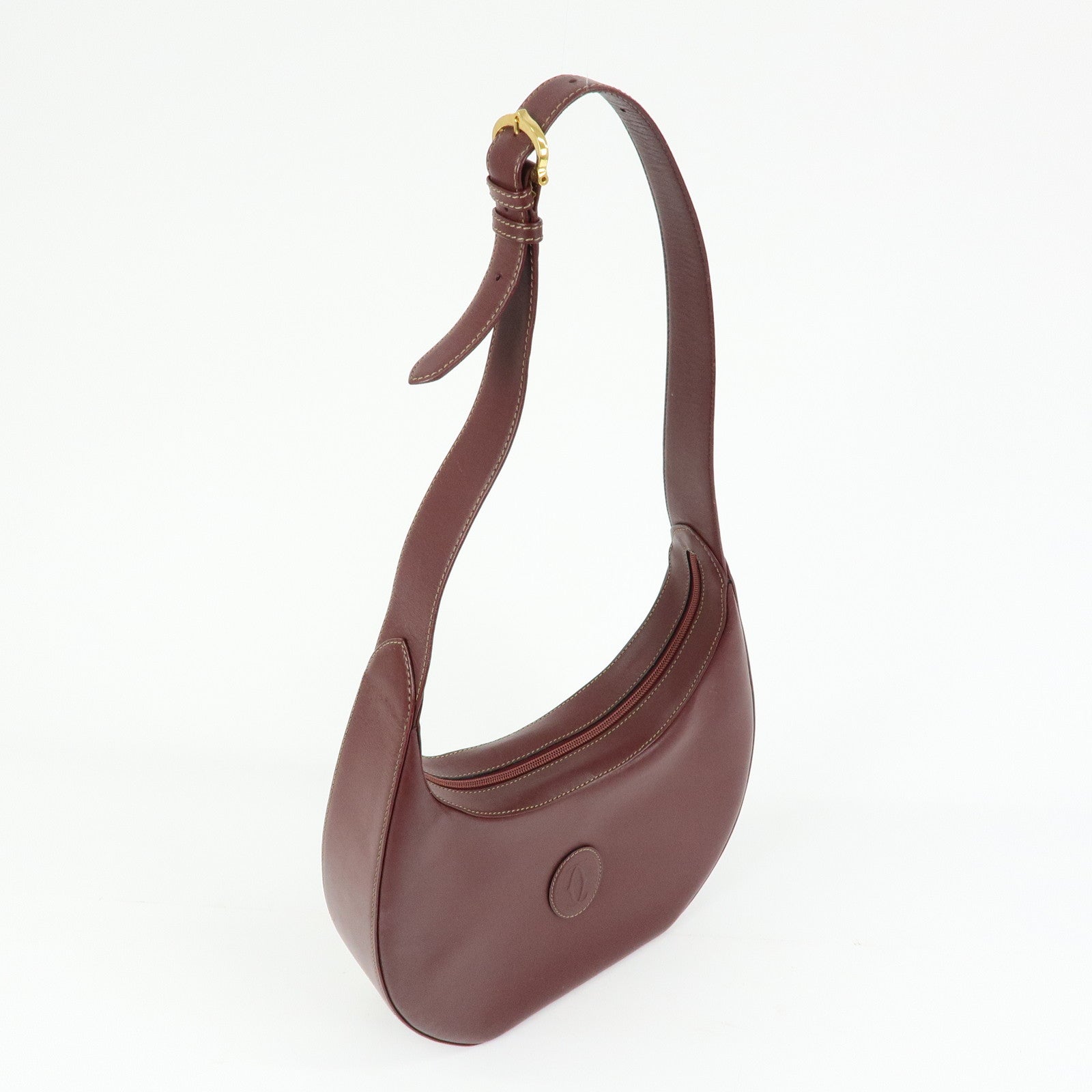 Cartier Must de Cartier Leather Shoulder Bag Hand Bag Bordeaux