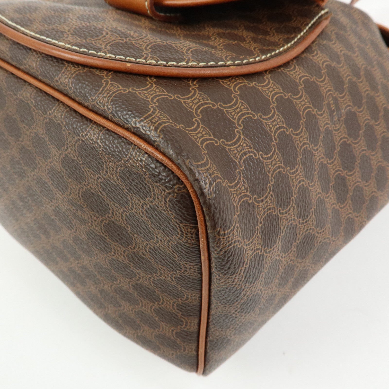 CELINE Macadam PVC Coated Canvas Leather Backpack Brown