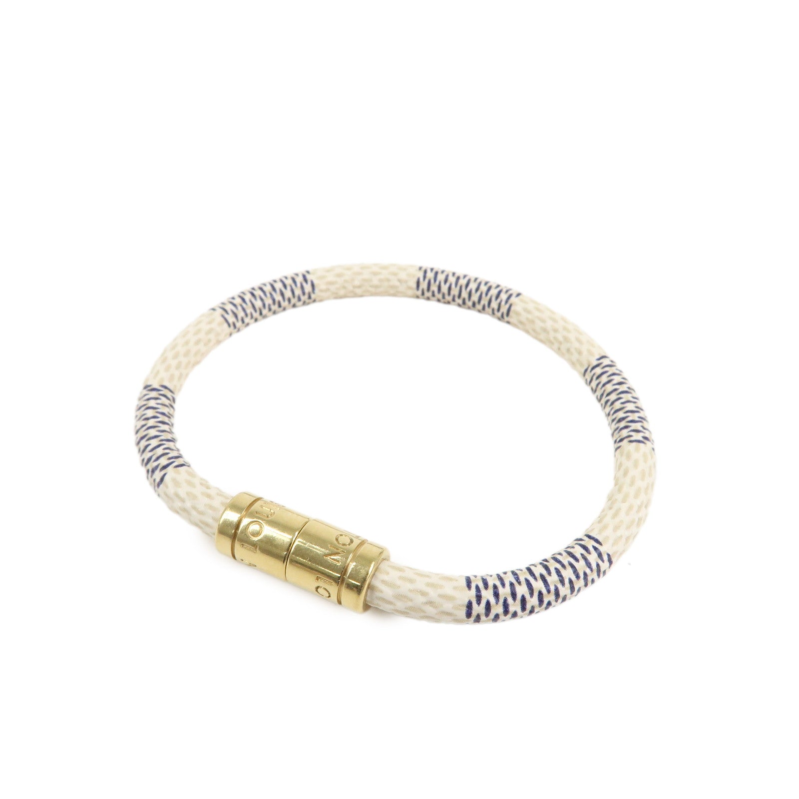 Louis Vuitton Damier Azur Canvas Bracelet Keep It Ivory M6607E Used