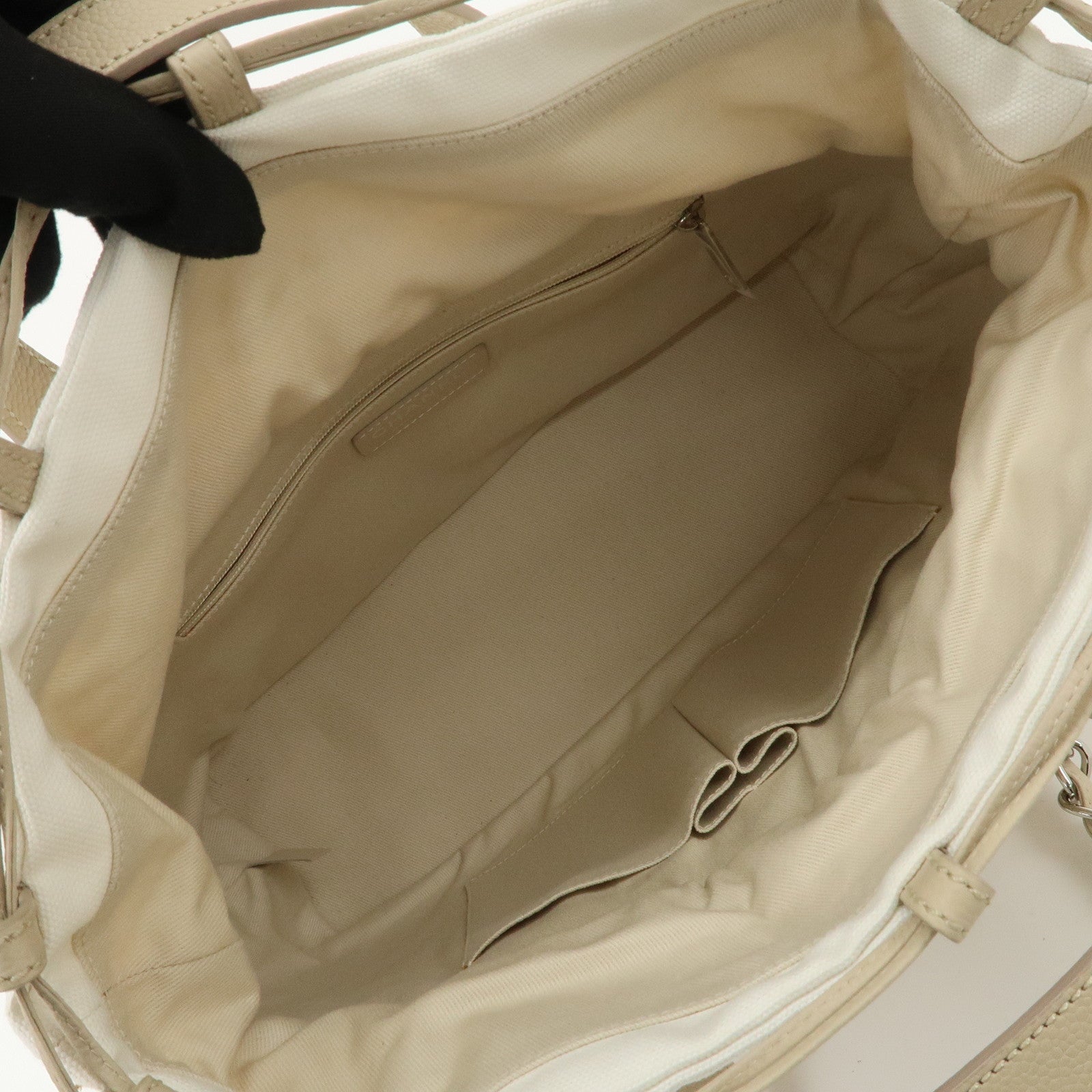 CHANEL Lether Raffia 2Way Bag Shoulder Bag Hand Bag Beige