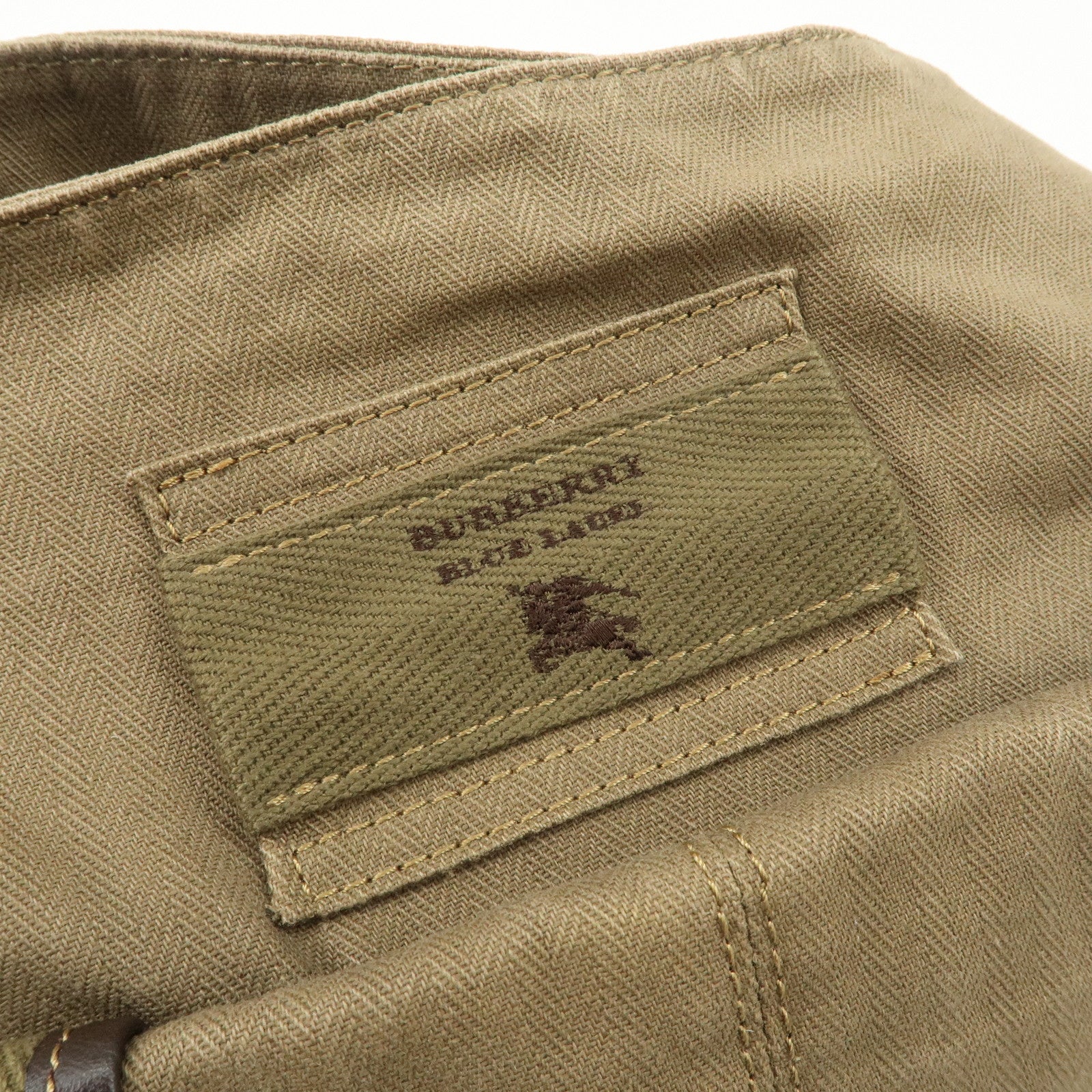 BURBERRY Canvas Leather London Blue Label Shoulder Bag Khaki Brown Used