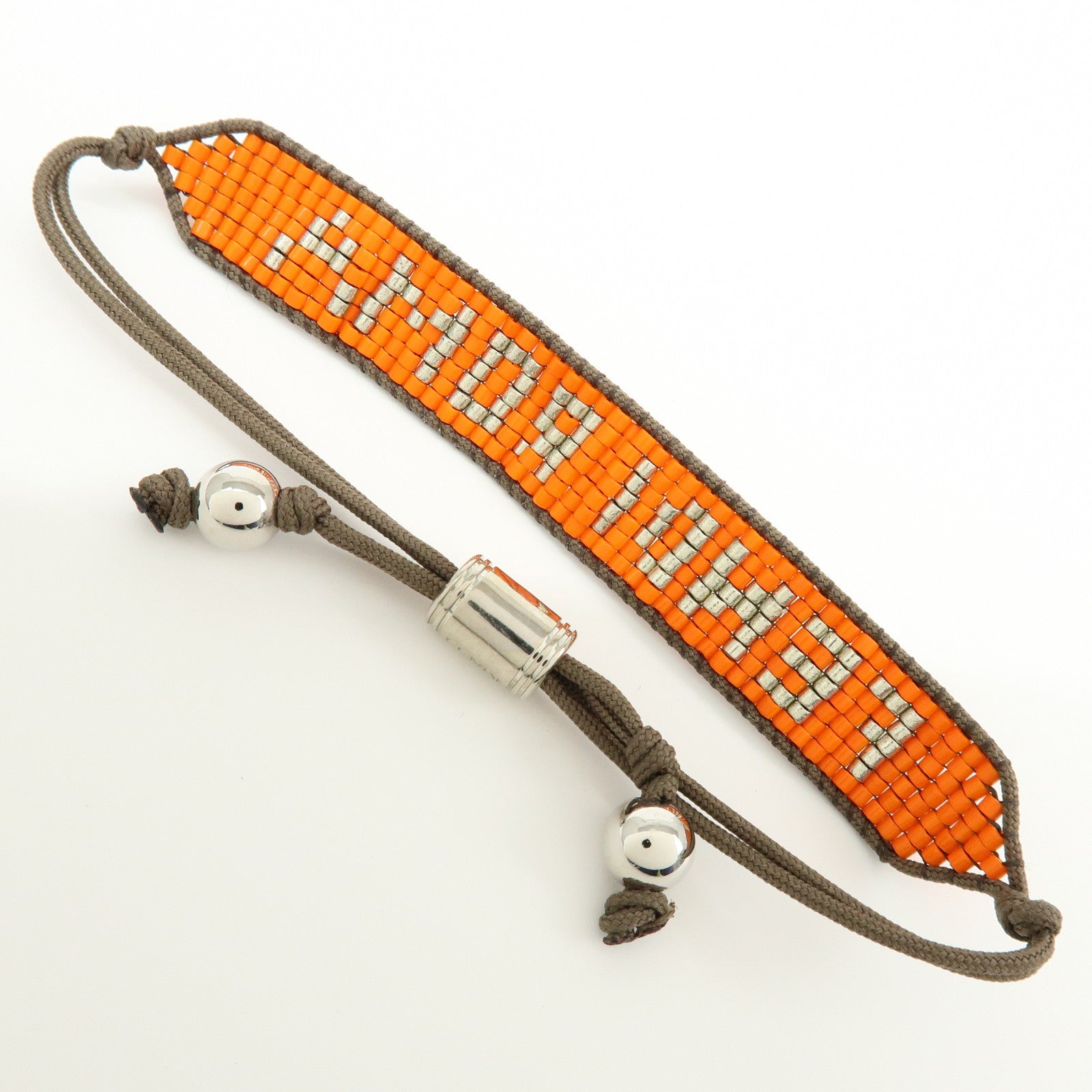 FENDI Beads Nylon Code Bracelet Orange Khaki MV0223