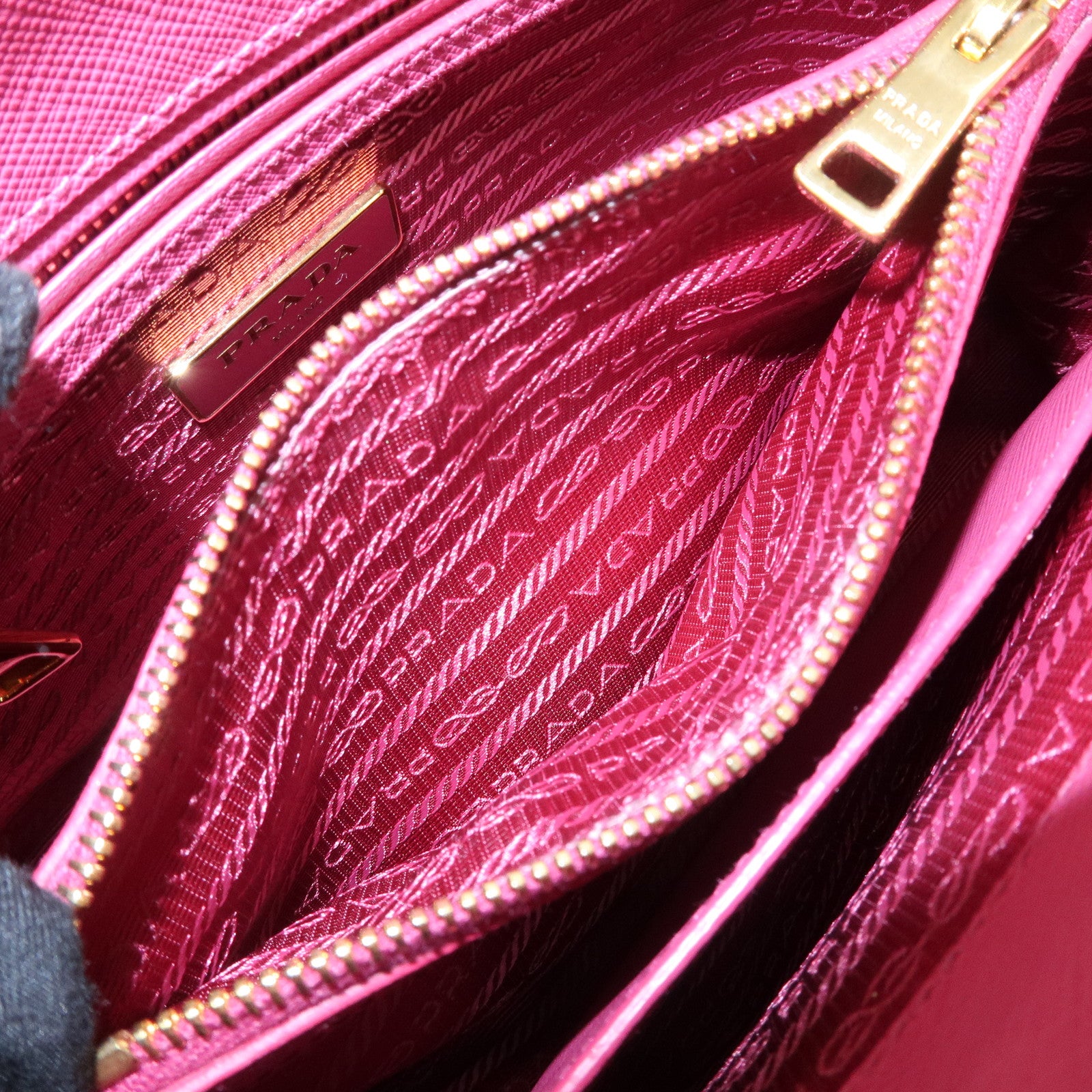 PRADA Saffiano Leather 2Way Hand Bag Shoulder Bag Pink 1BA838