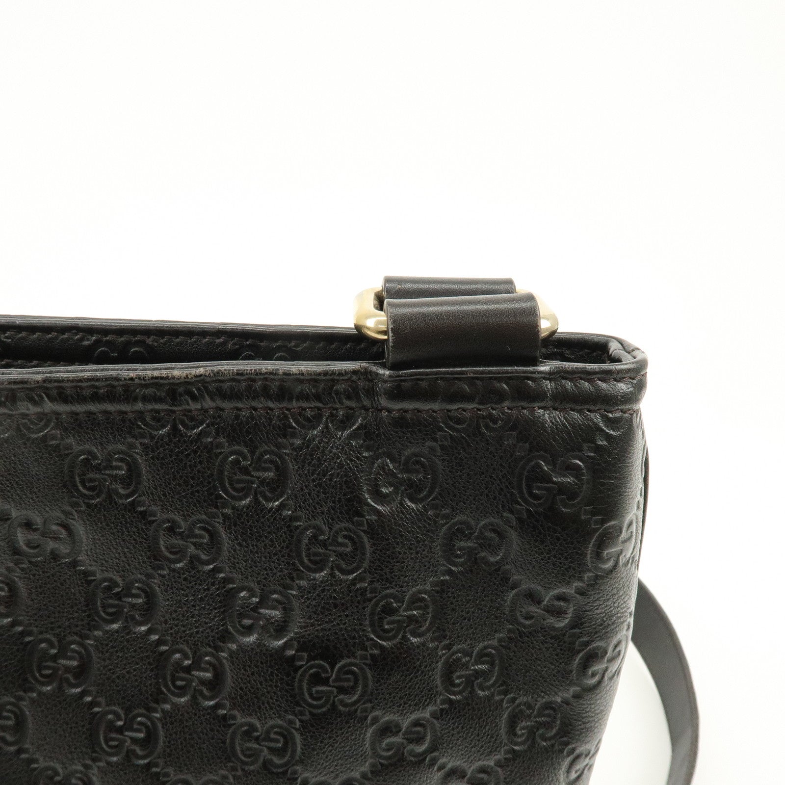 GUCCI Guccissima Leather Shoulder Bag Crossbody Bag Dark Brown