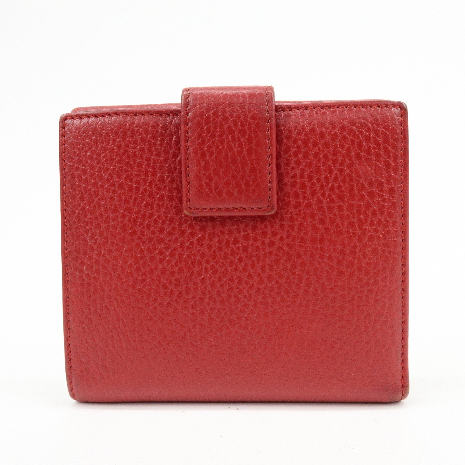 GUCCI Double G Leather Bi-fold Compact Wallet Red 456122