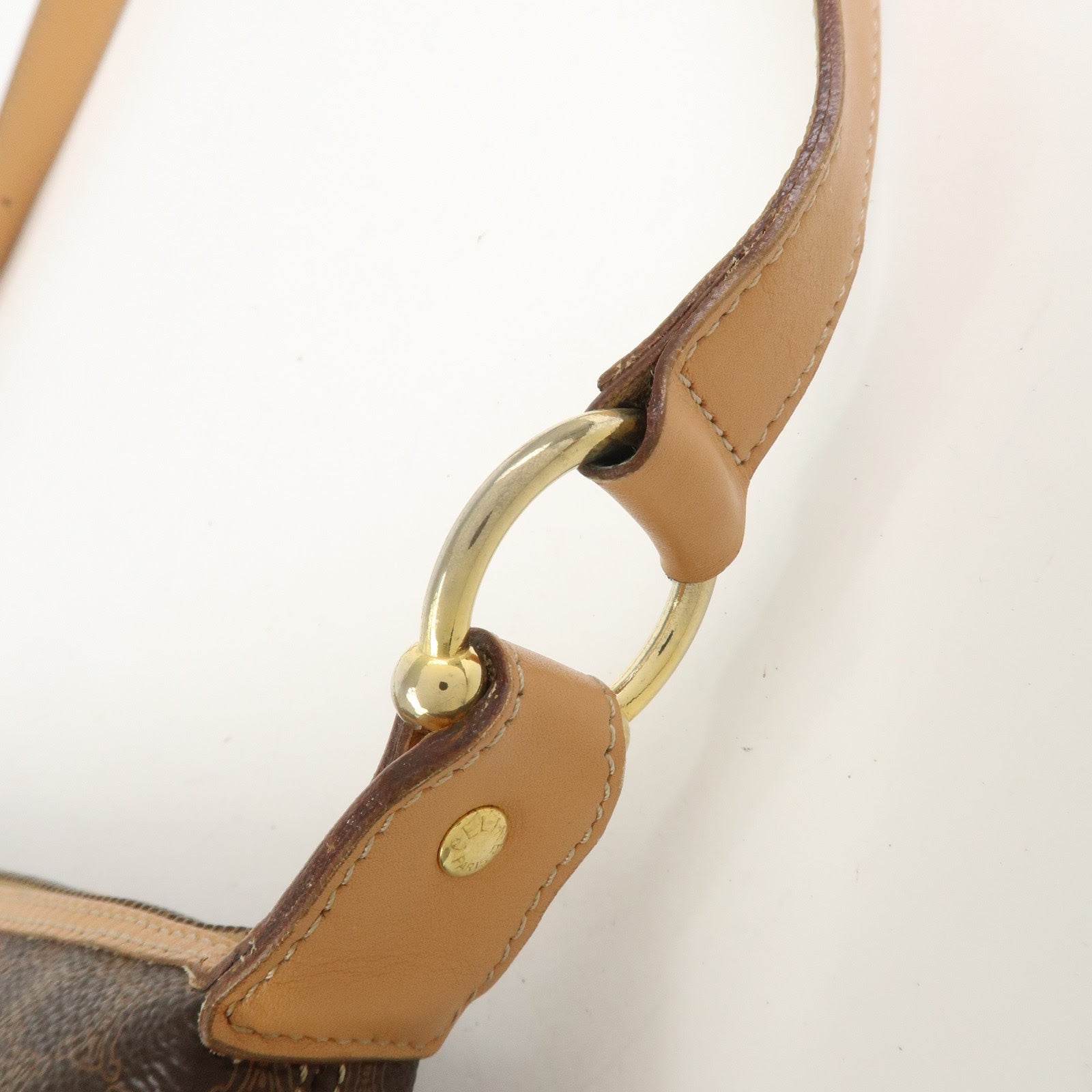CELINE Macadam PVC Leather Shoulder Bag Hand Bag Brown