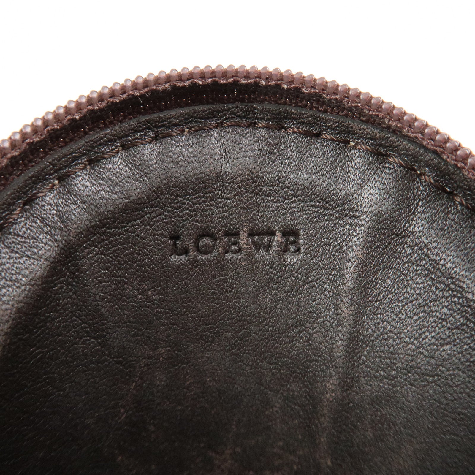 LOEWE Set of 2 Leather Suede Coin Case Red Brown