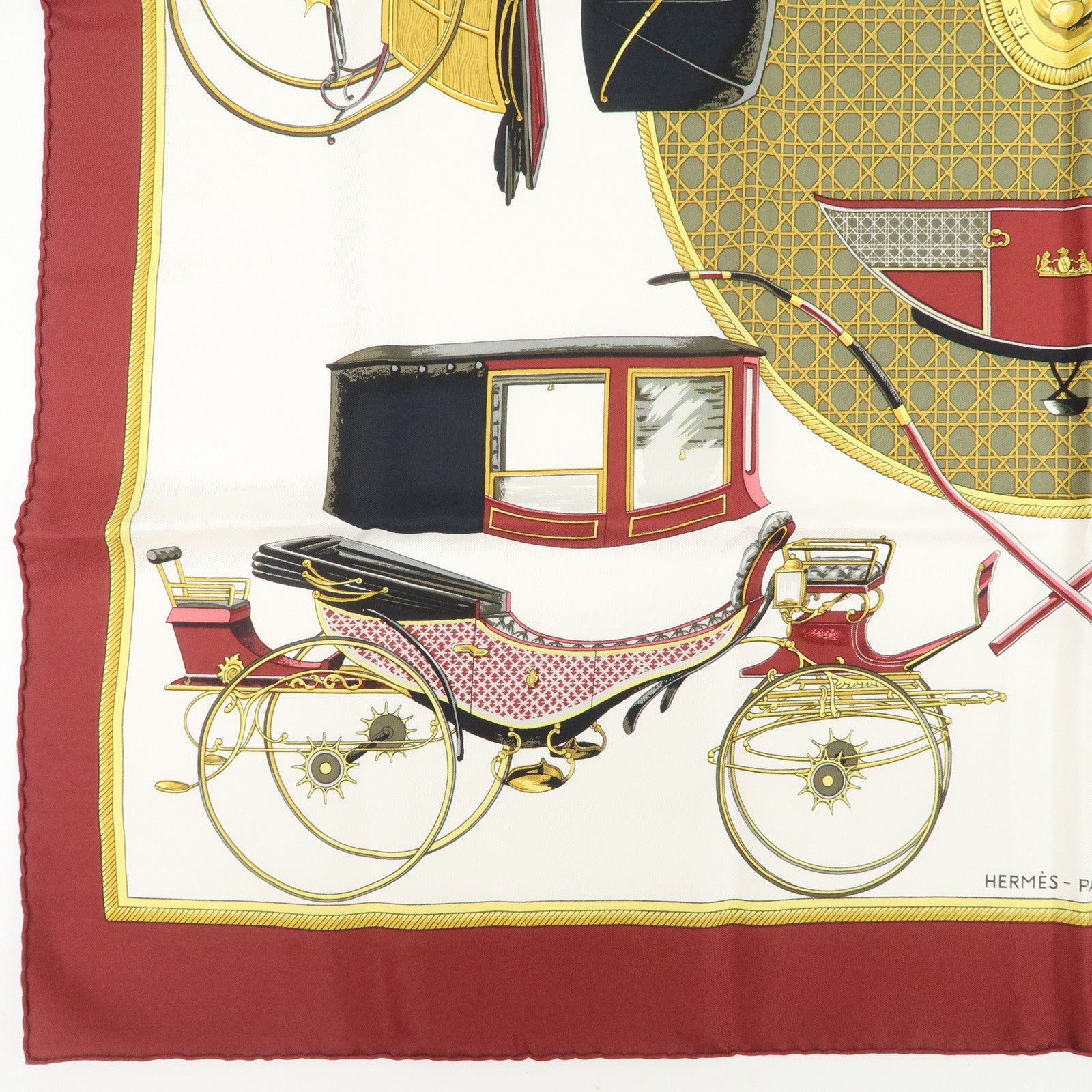 HERMES Carre 90 Silk 100% LES VOITURES A TRANSFORMATION Scarf