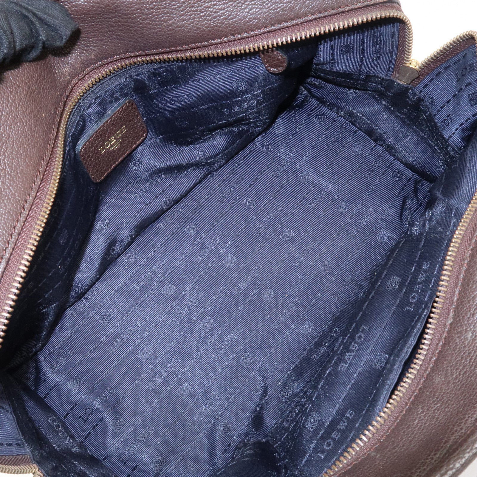 LOEWE Anagram Amazona 28 Leather Hand Bag Boston Bag Brown