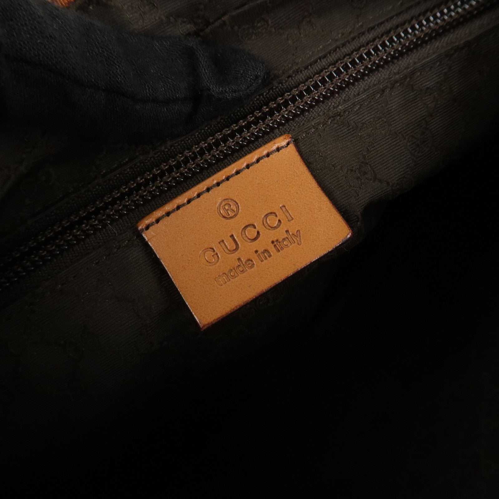 GUCCI Canvas Leather Shoulder Bag Hand Bag Dark Brown 019・0460