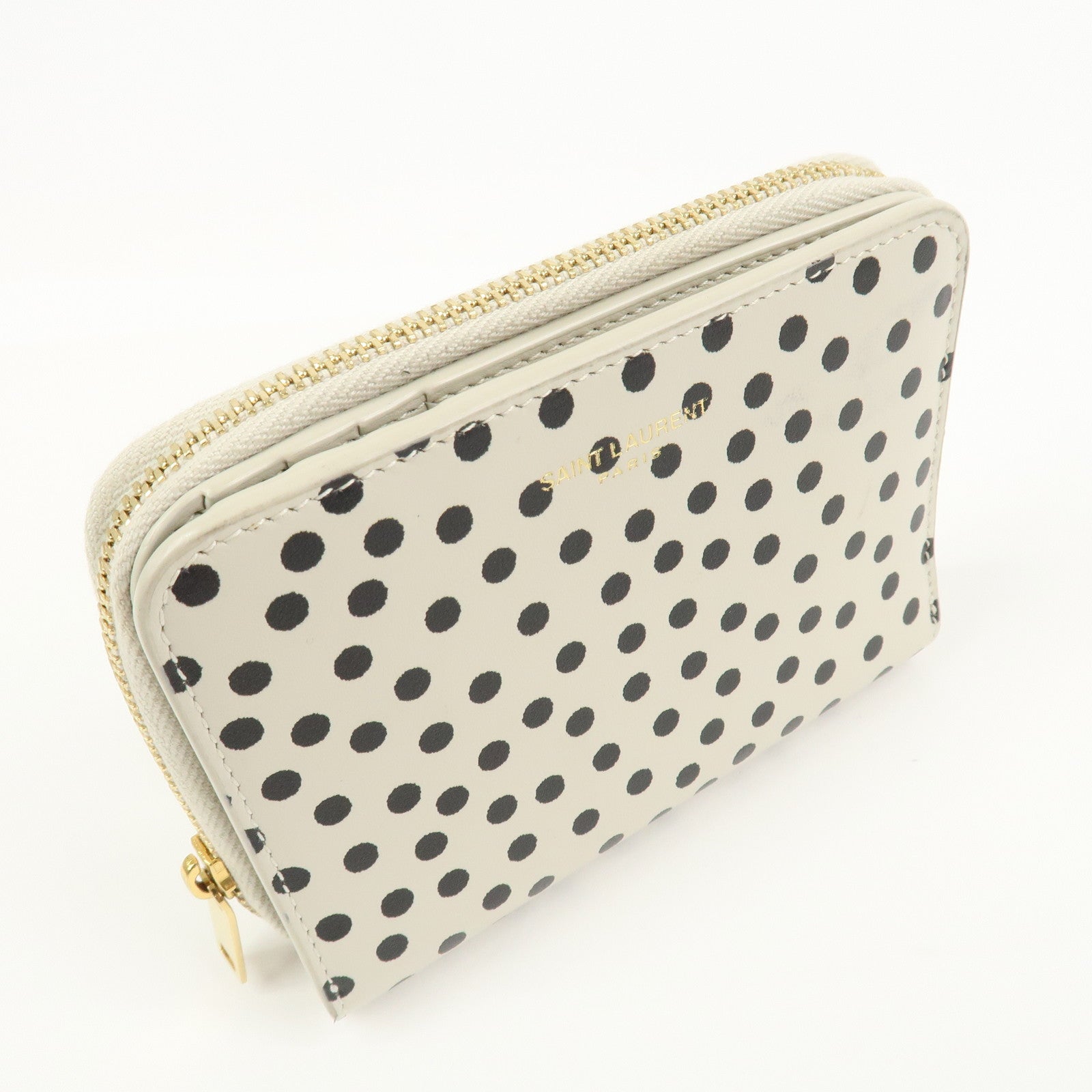 SAINT LAURENT PARIS Dot Print Round Zippy Compact Wallet 562796