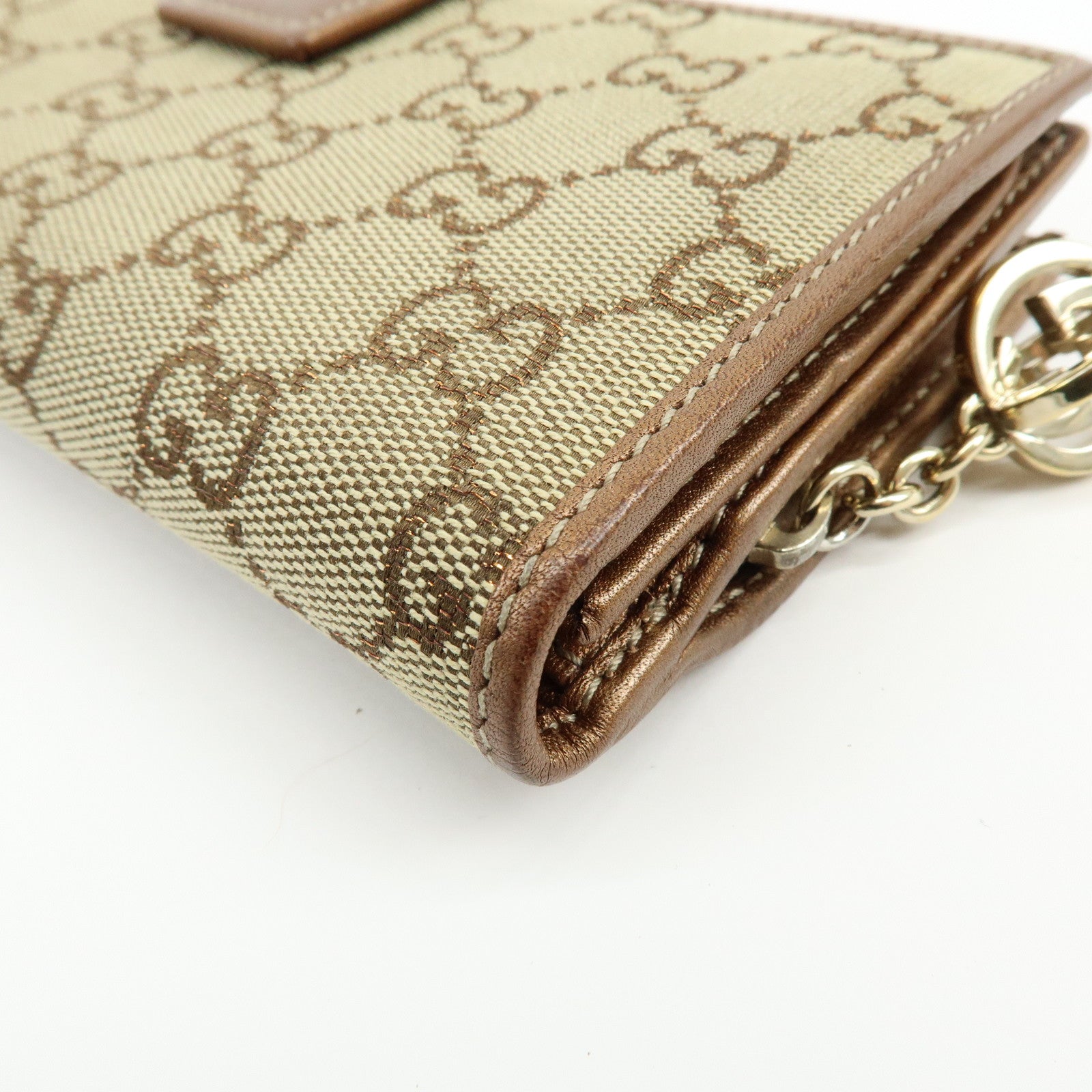 GUCCI Interlocking G GG Canvas Leather Long Wallet Light Brown