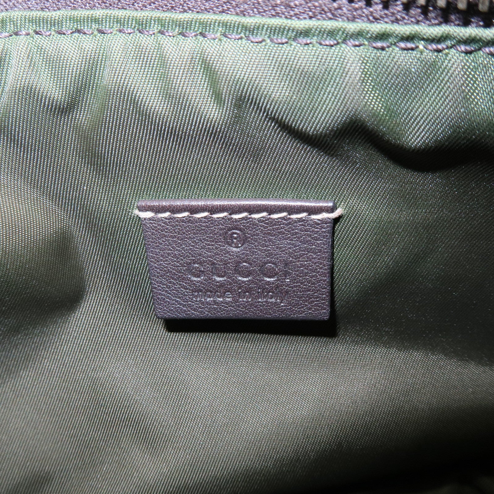 GUCCI Sherry Canvas Leather Accessory Pouch Hand Bag Beige 224093