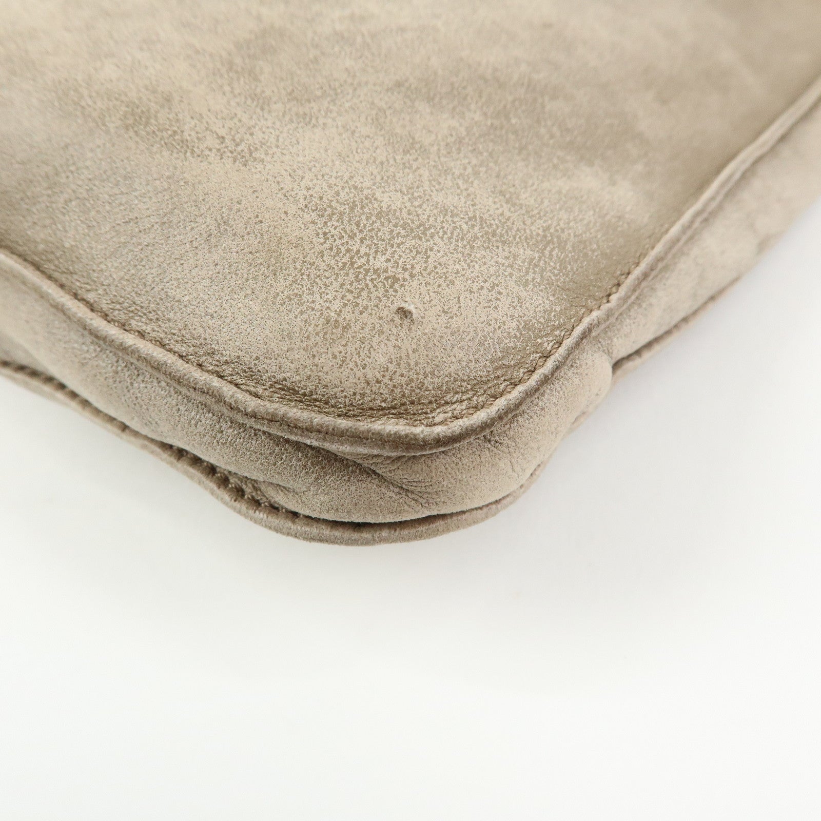 HERMES Leather Clou de Selle Shoulder Bag □M Stamped Beige