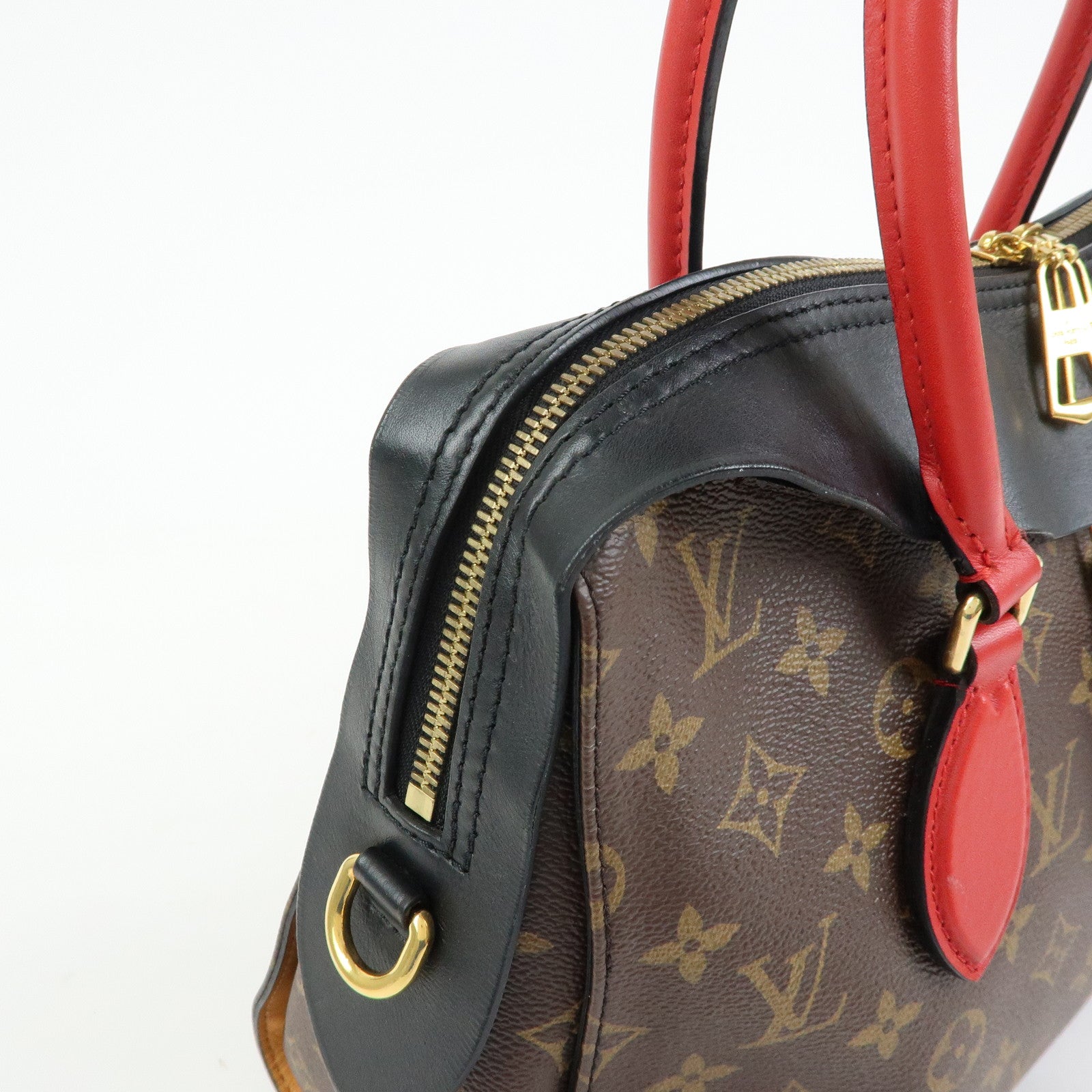 Louis Vuitton Monogram Tuileries Tote 2Way Bag Brown Red M41454