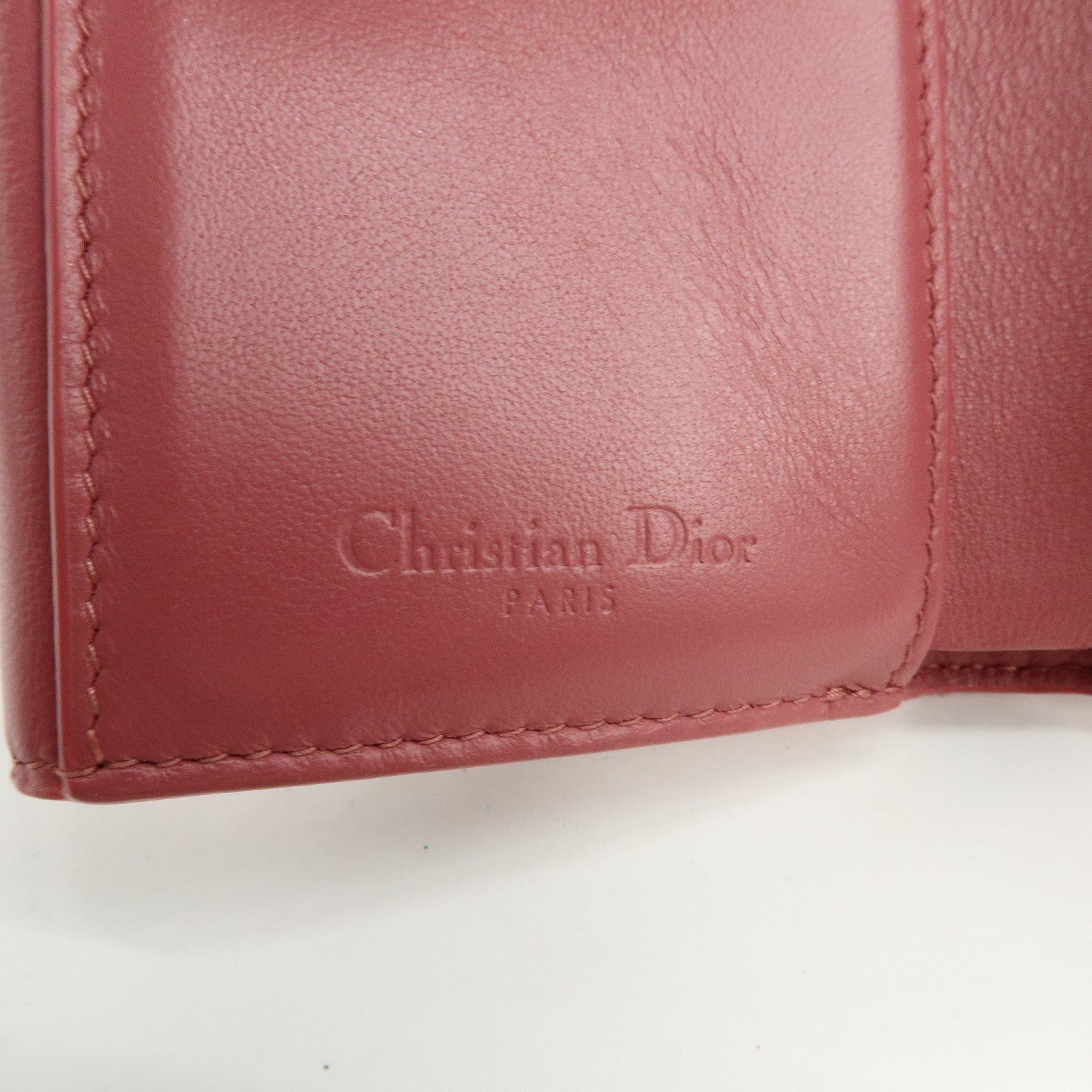 Christian Dior Canage Patent Leather Compact Wallet Pink