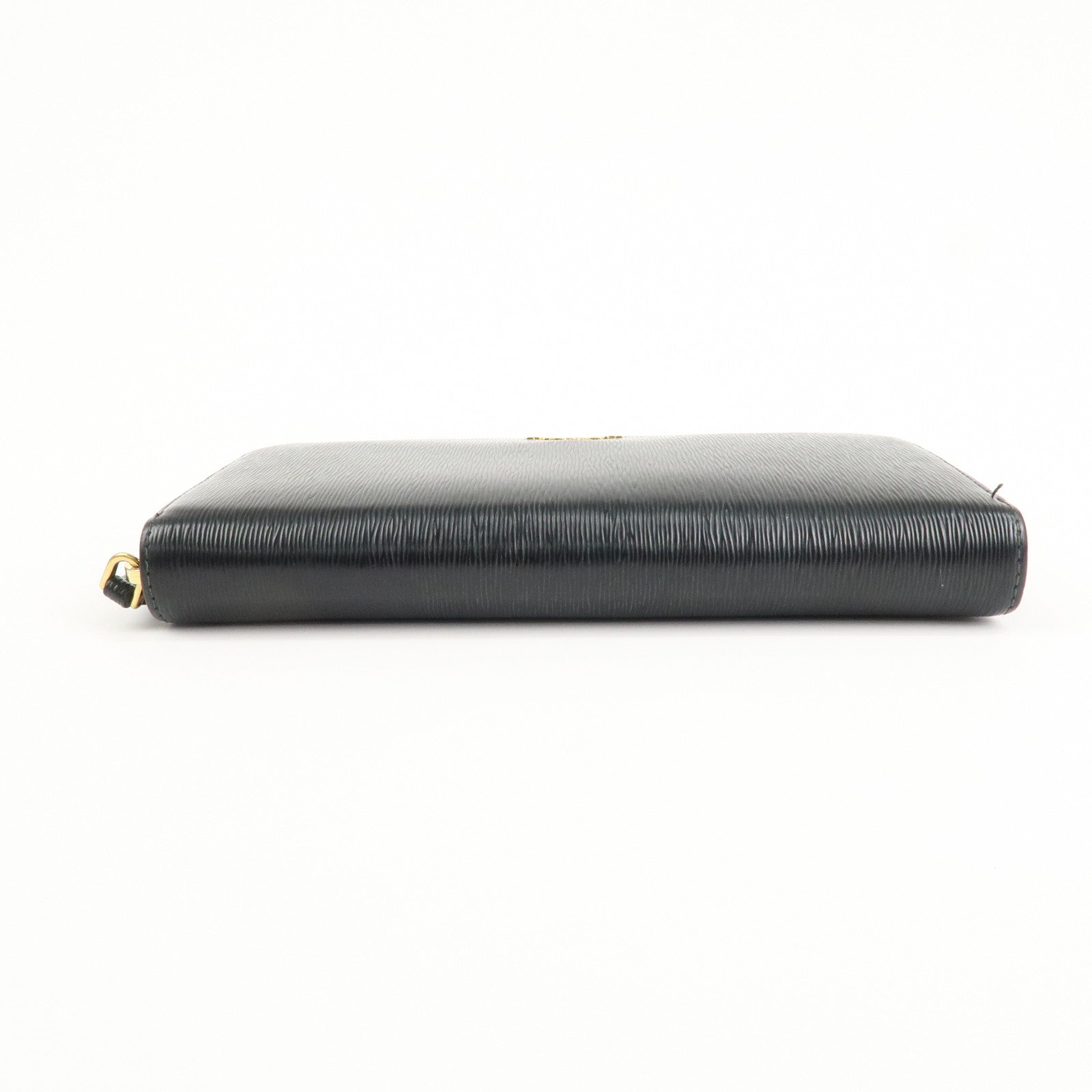 PRADA Vitello Move Leather Round Zippy Wallet Black 1ML506 Used