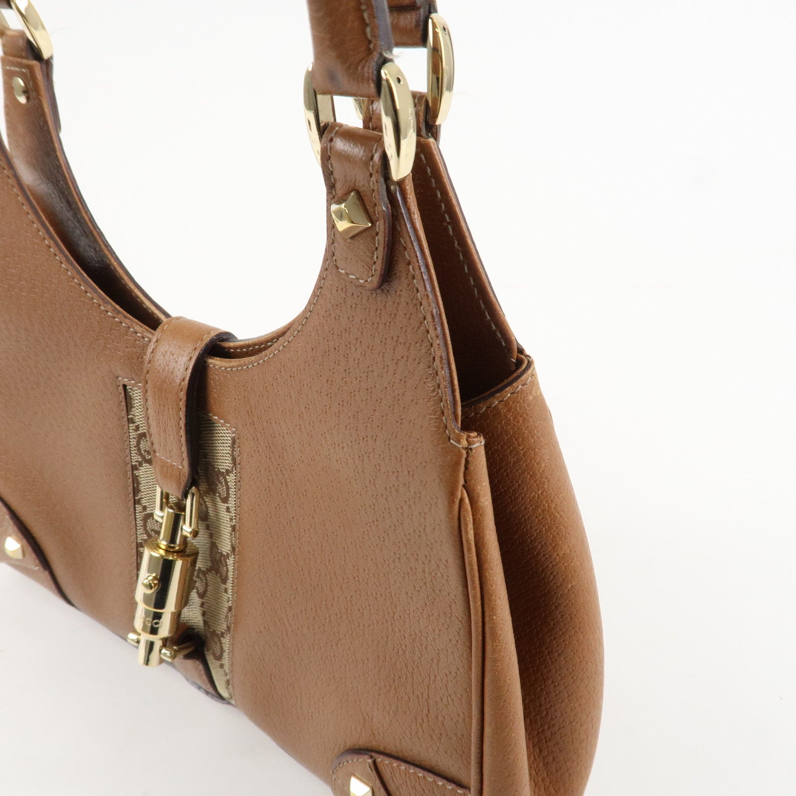 GUCCI New Jackey GG Canvas Leather Shoulder Bag Brown 124407 Used