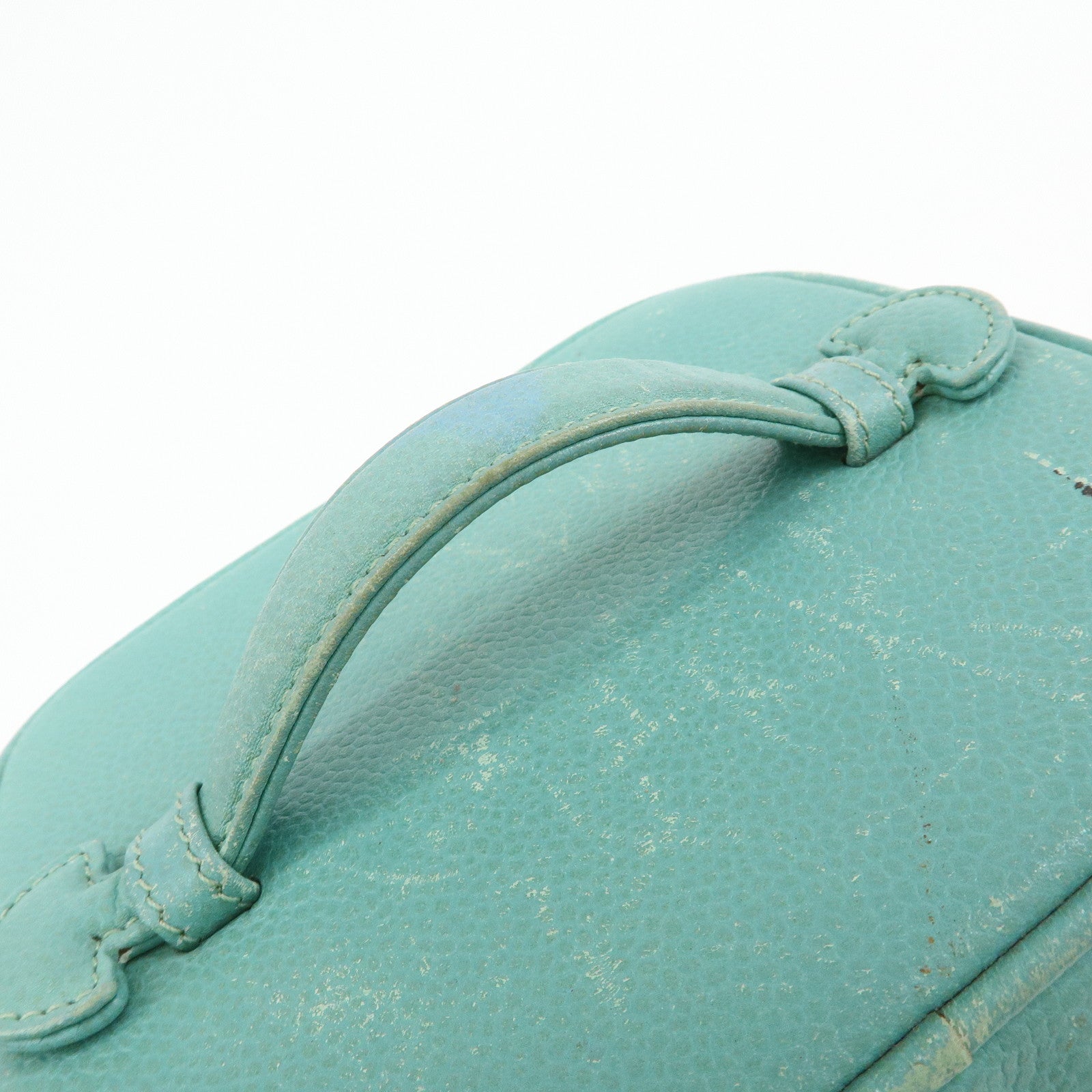 CHANEL COCO Mark Caviarskin Vanity Bag Hand Bag Light Blue A01998