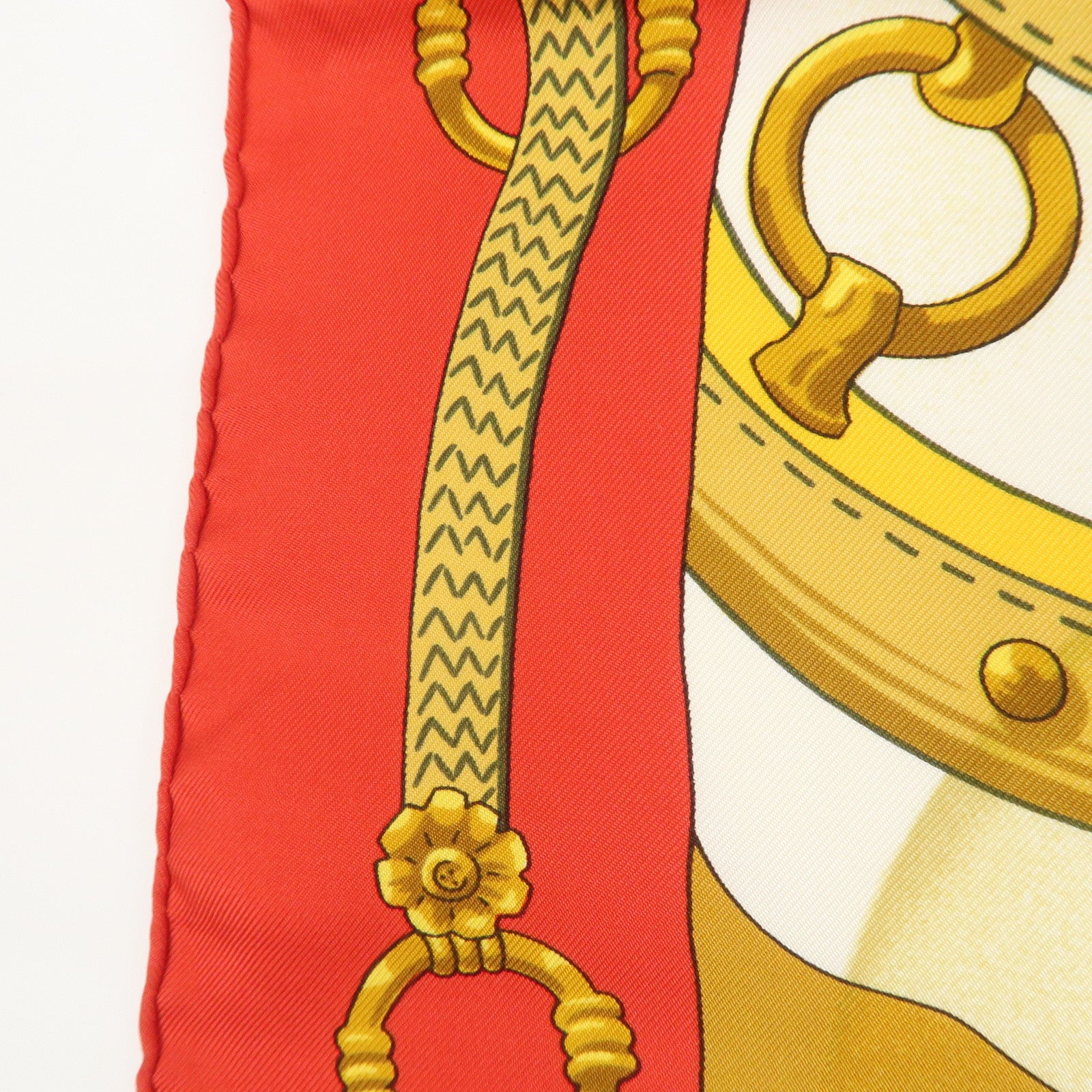 HERMES Carre 90 Silk 100% Scarf Soleil de Soie Gold Red Navy