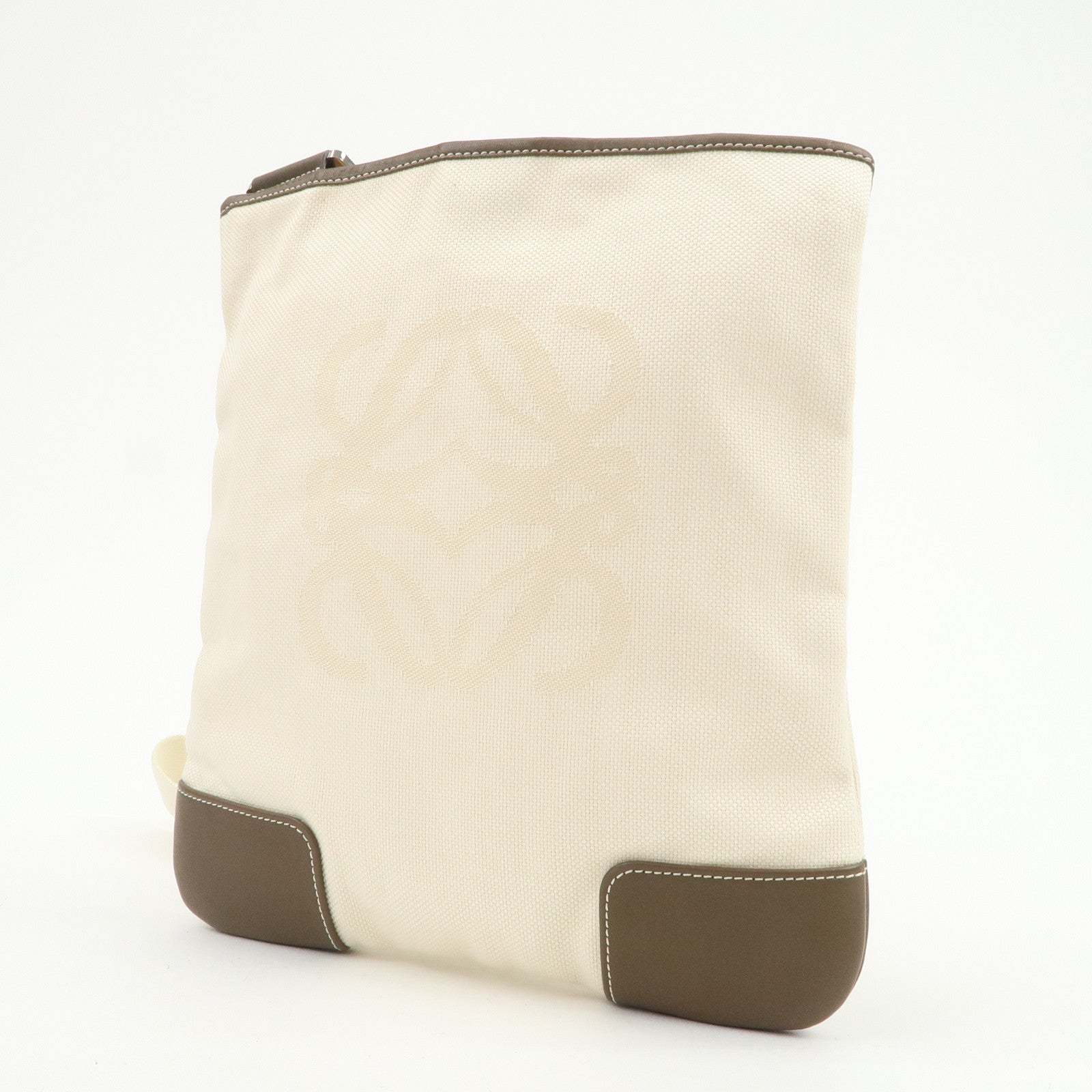 LOEWE Anagram Canvas Leather Shoulder Bag Crossbody Bag Beige