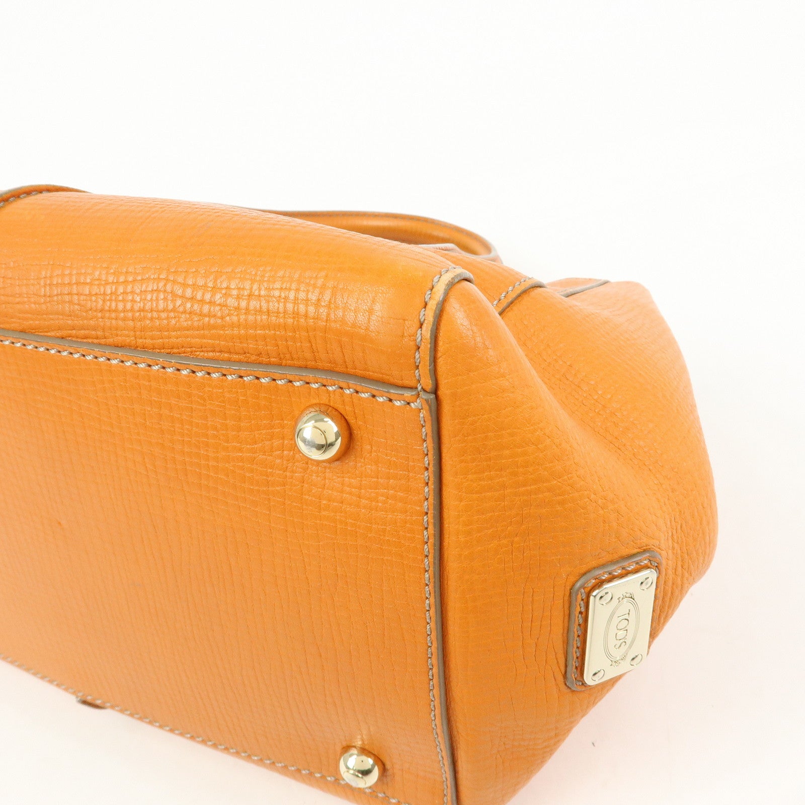 TOD'S D Styling Leather 2Way Bag Hand Bag Shoulder Bag Orange