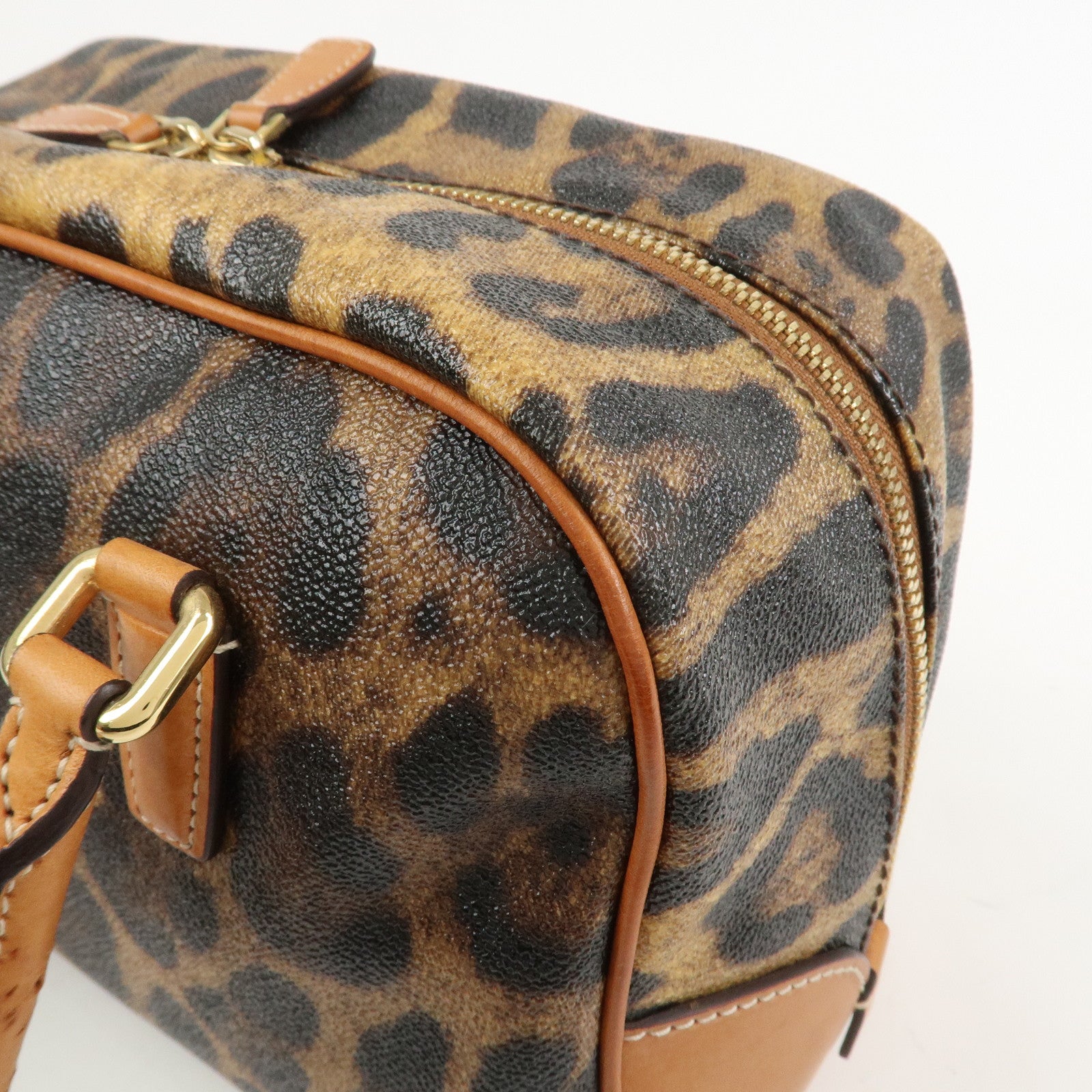 Dolce&Gabbana Leather Shoulder Bag Hand Bag Leopard Brown